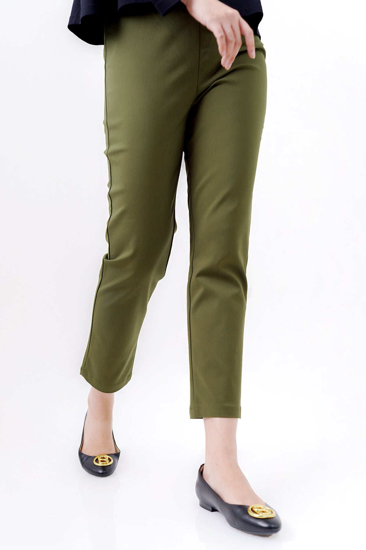 Green Ankle Length Pants