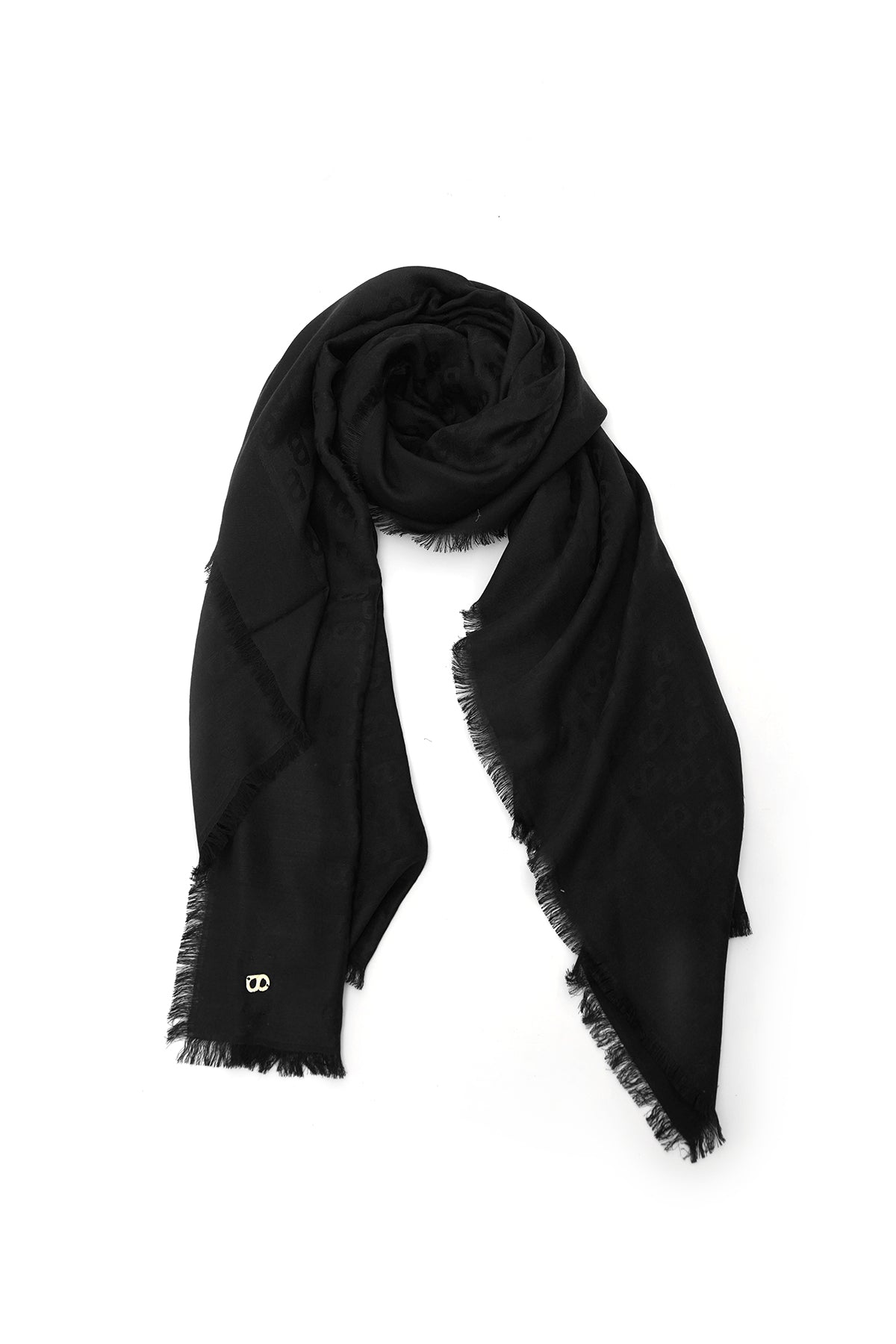Signature monogram silk blanket scarf black