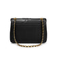 Aluna Leather Flap Bag Large - Black