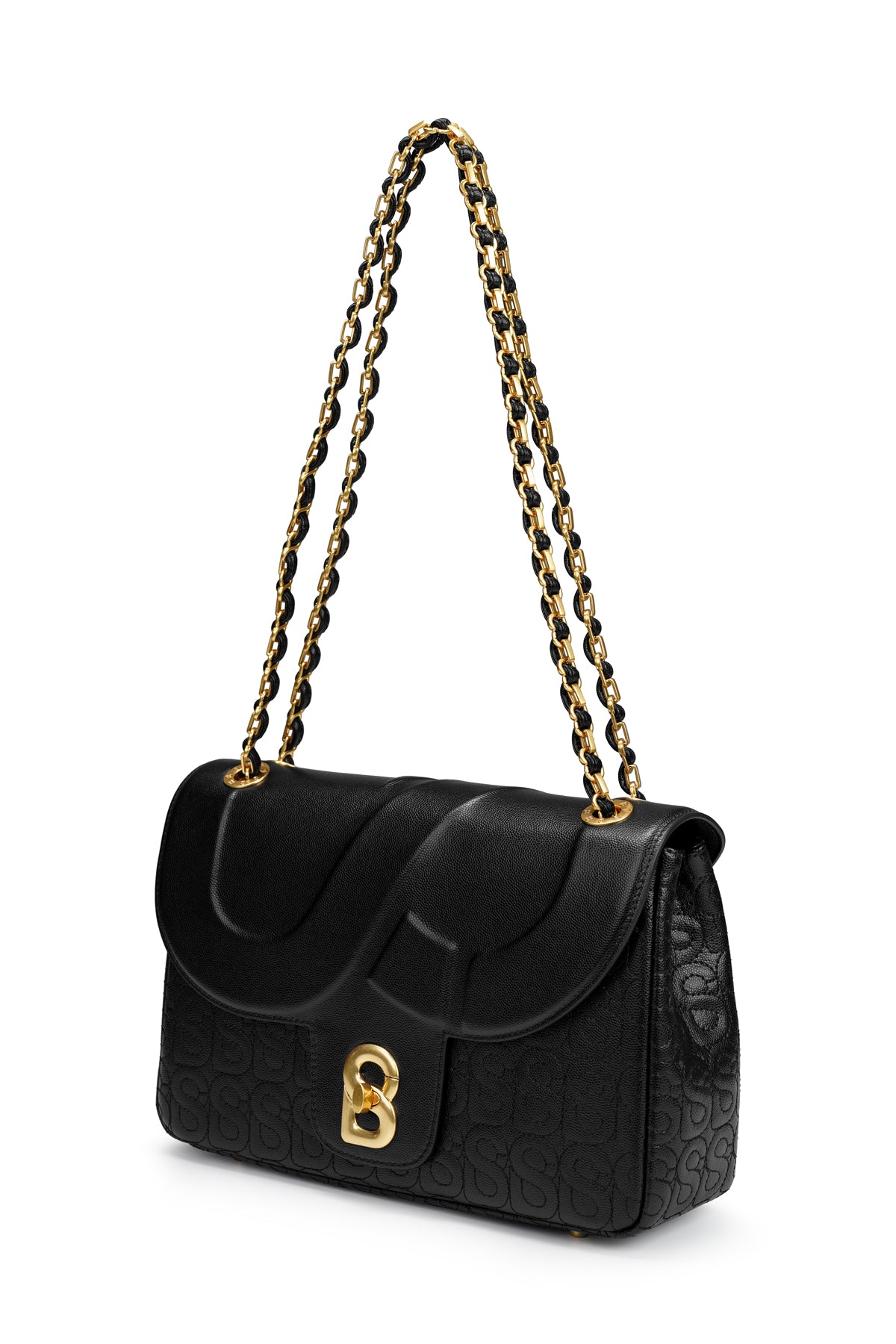 Aluna Leather Flap Bag Large - Black