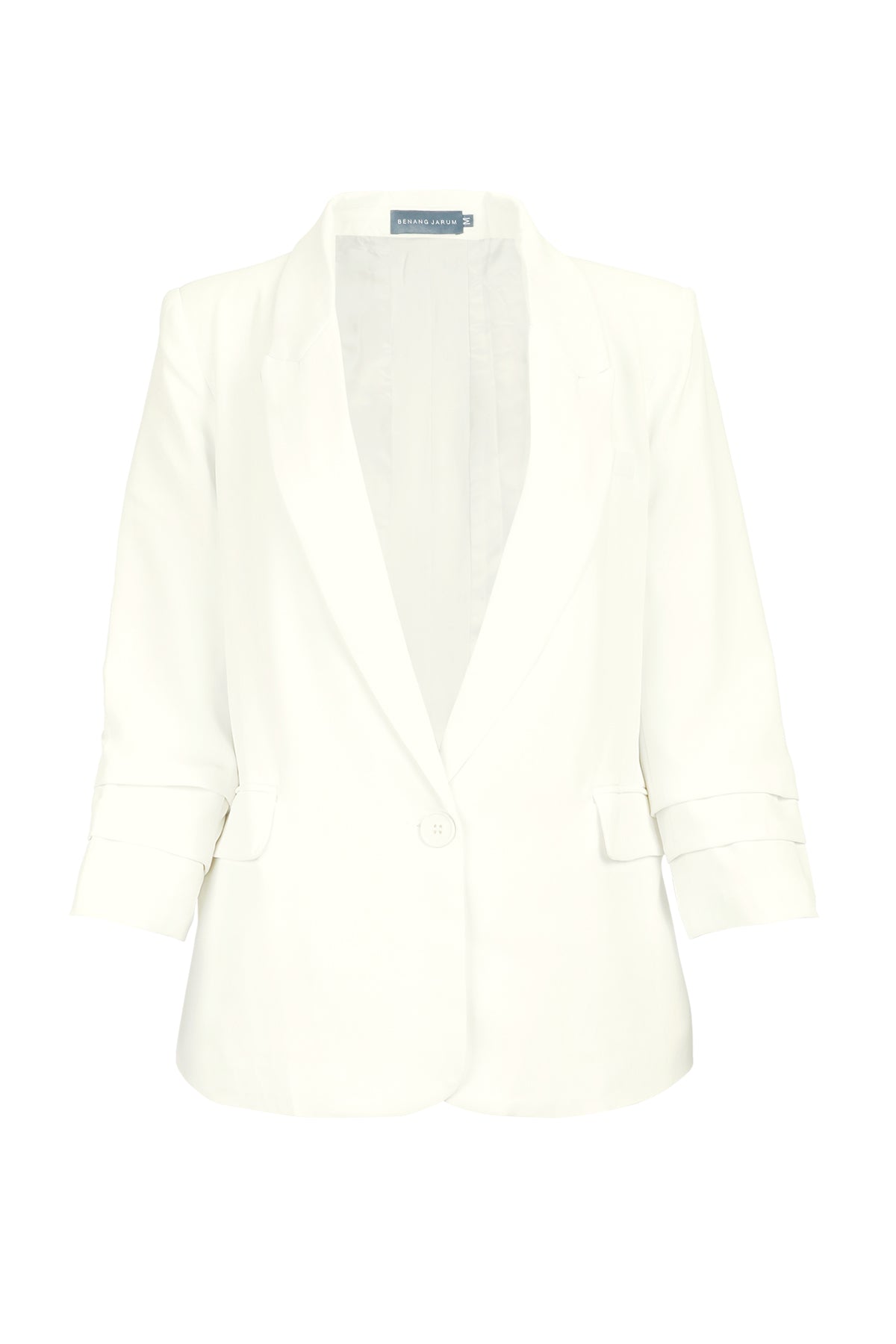 Alura Pleated Blazer - White – Buttonscarves