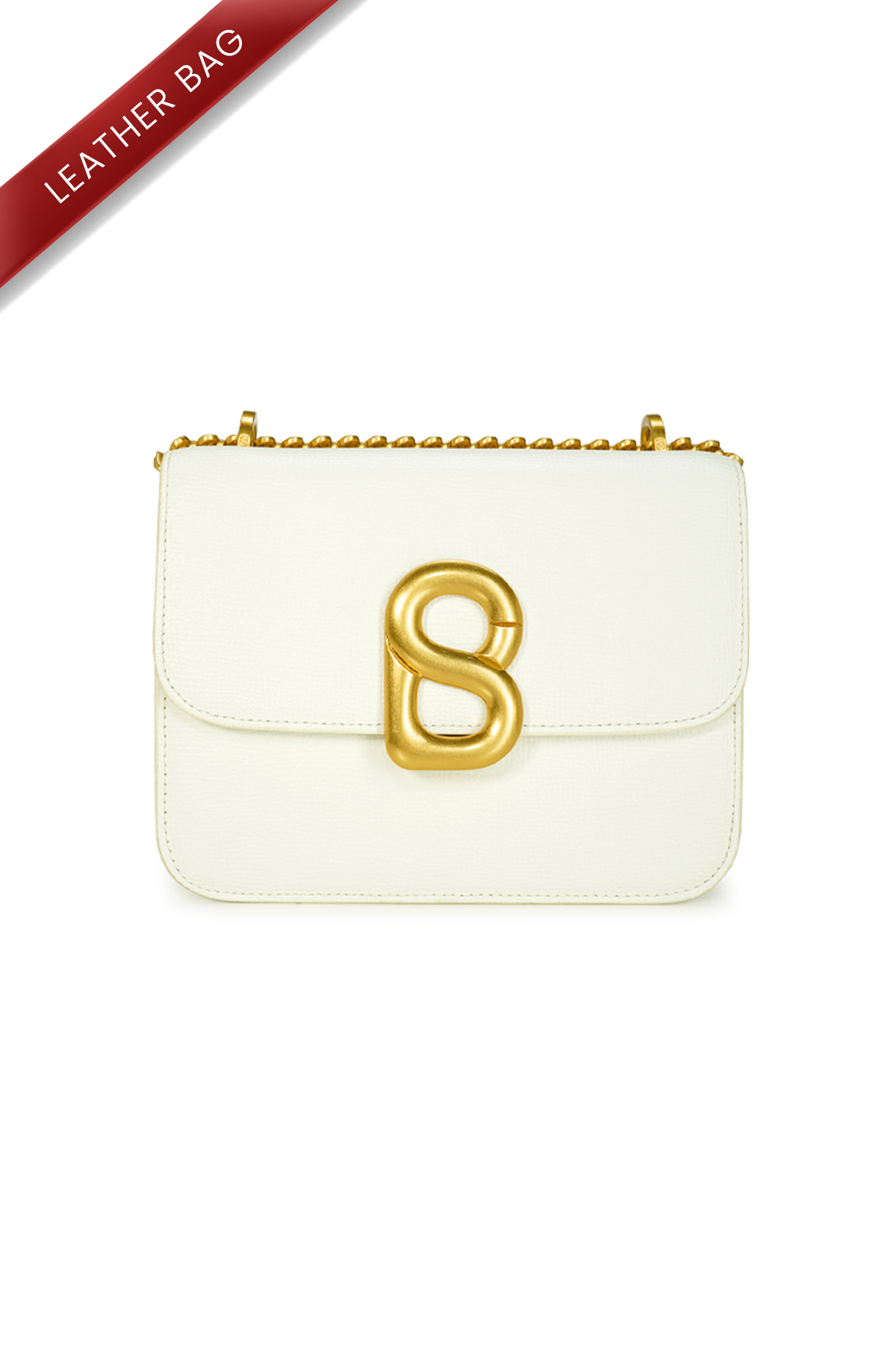 Audrey Chain Leather Bag Small - White