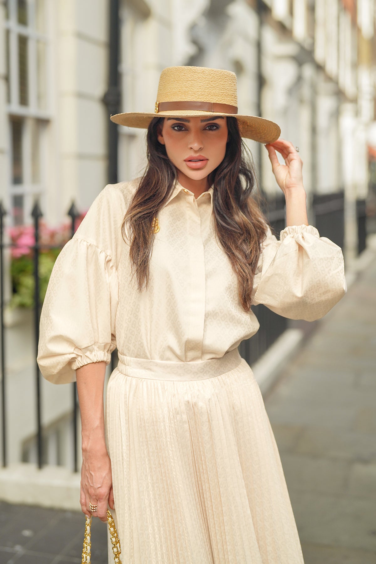 Monogram Embossed Puff Shirt - Ivory