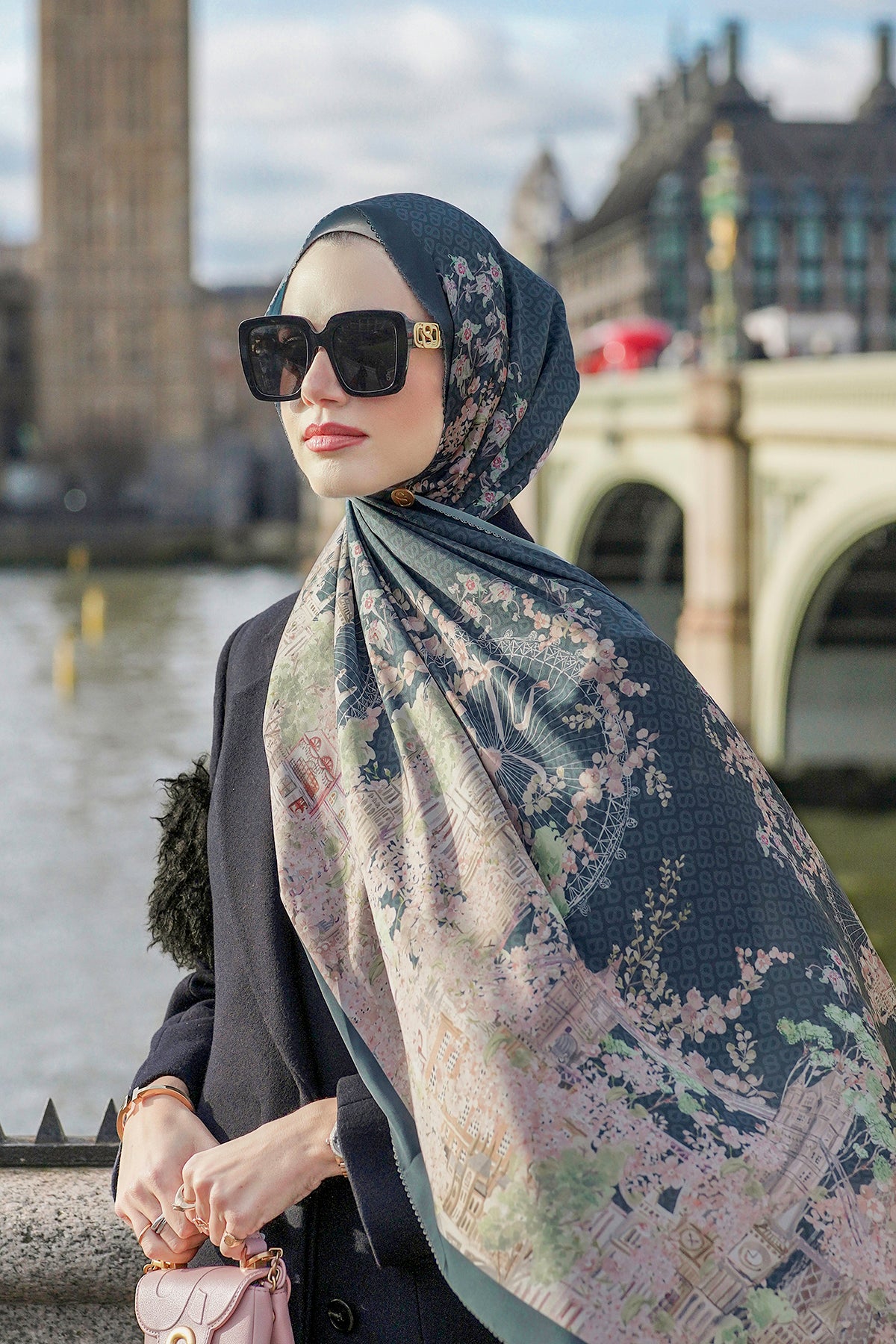 British 2 Satin Shawl - Midnight