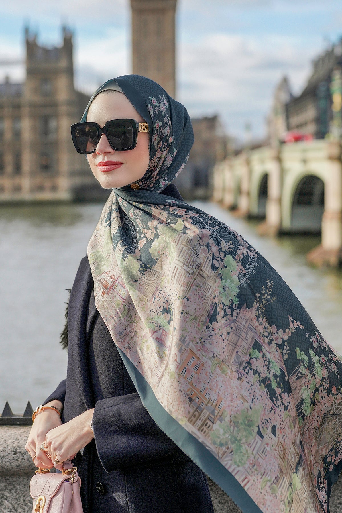 British 2 Satin Shawl - Midnight