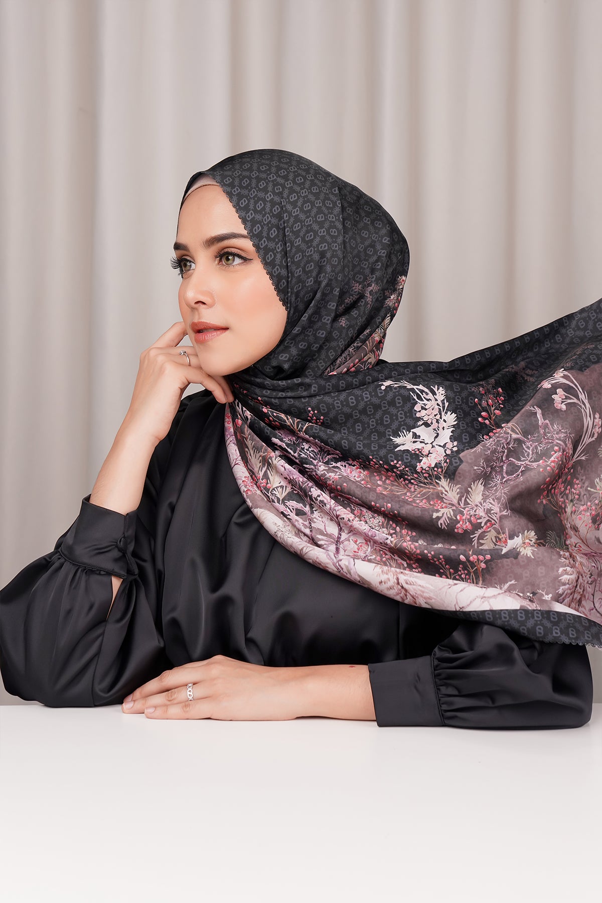 Holiday Satin Shawl - Black