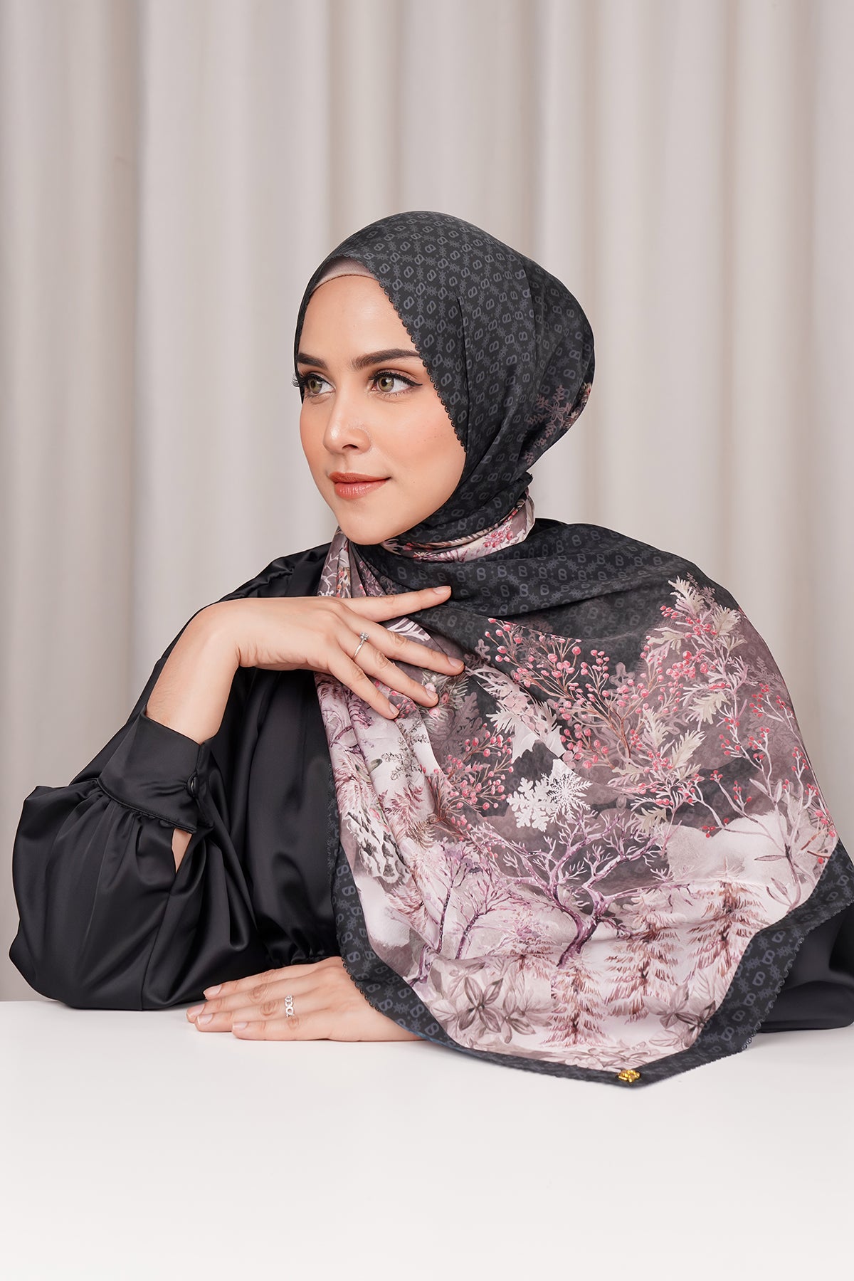 Holiday Satin Shawl - Black