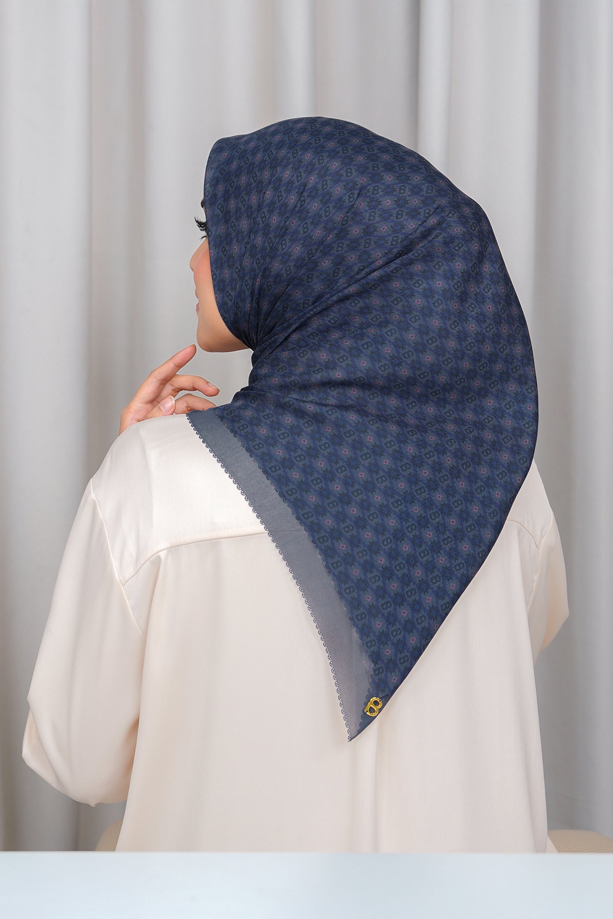 Ikat Voile Square - Blue Nights