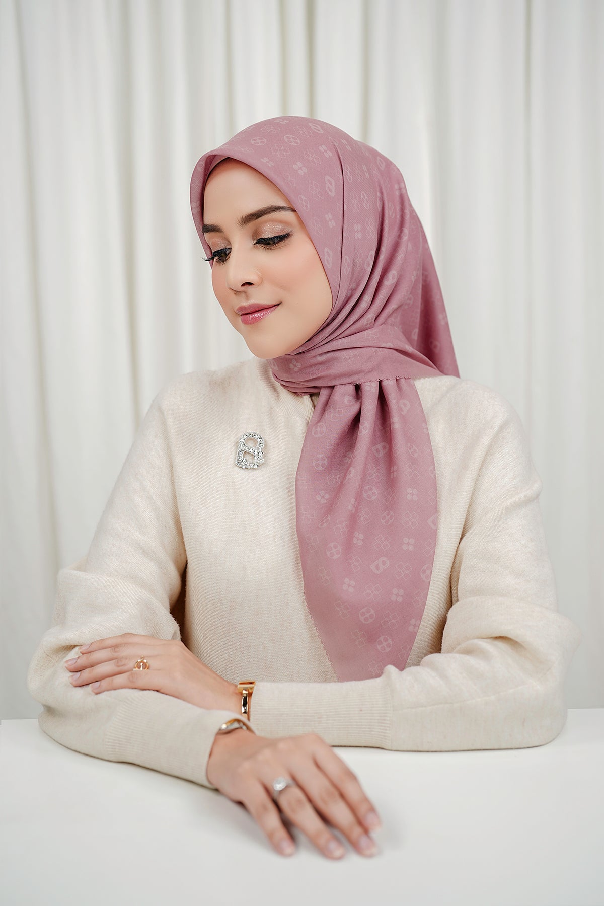 Monogram Voile Square - Mauve