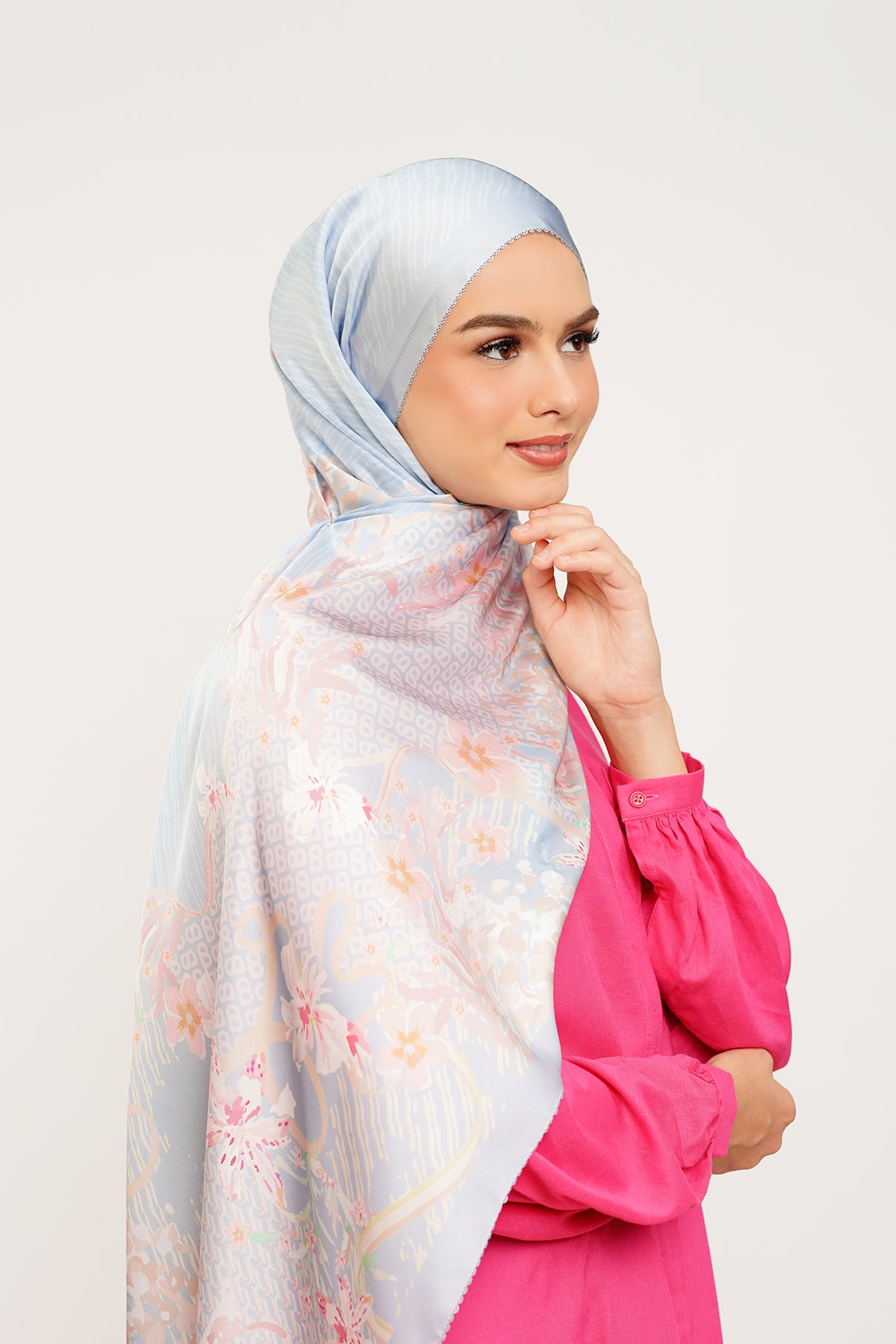 Paradiso Satin Shawl - Forget-Me-Nots