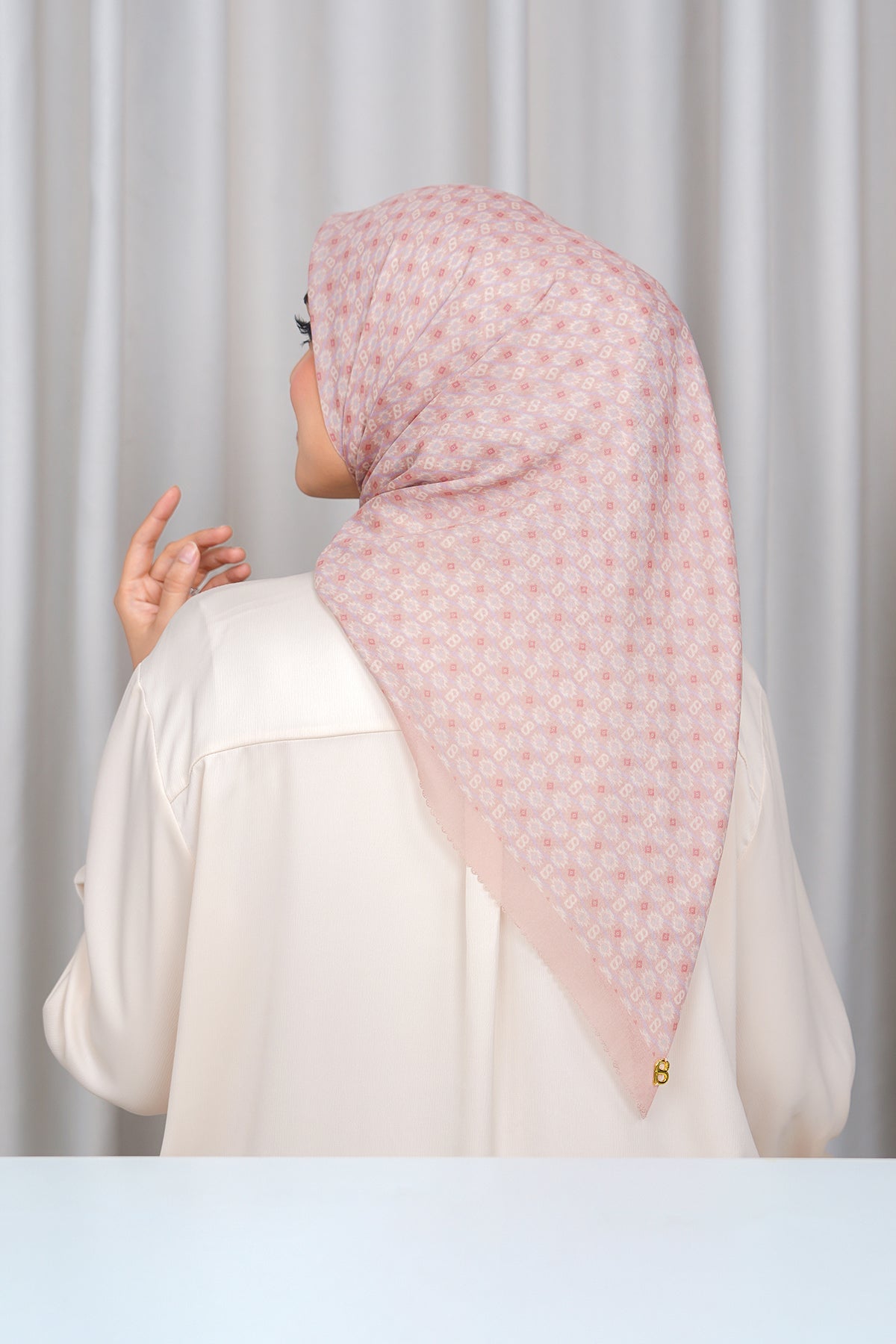 Ikat Voile Square - Misty Rose