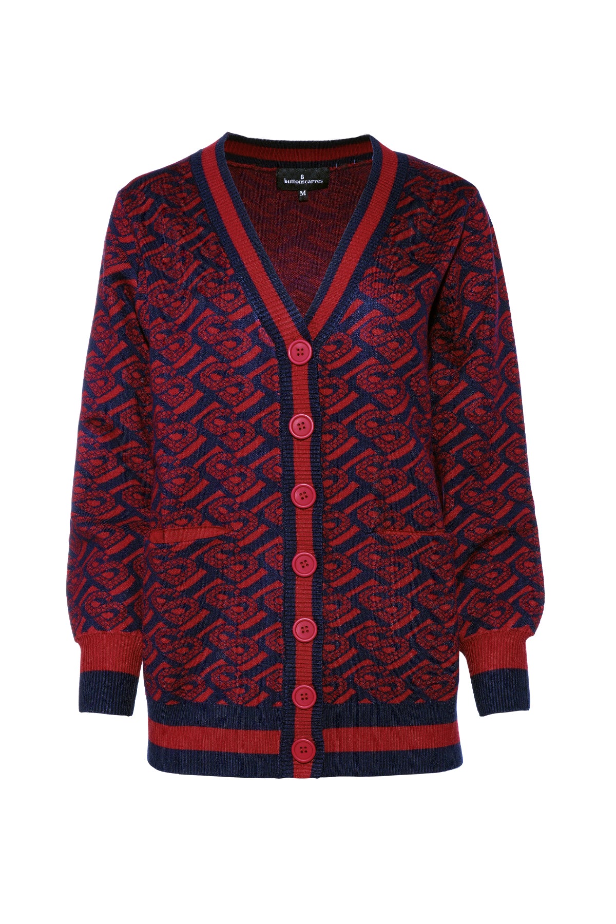 Bimu Cardigan With Button - Crimson