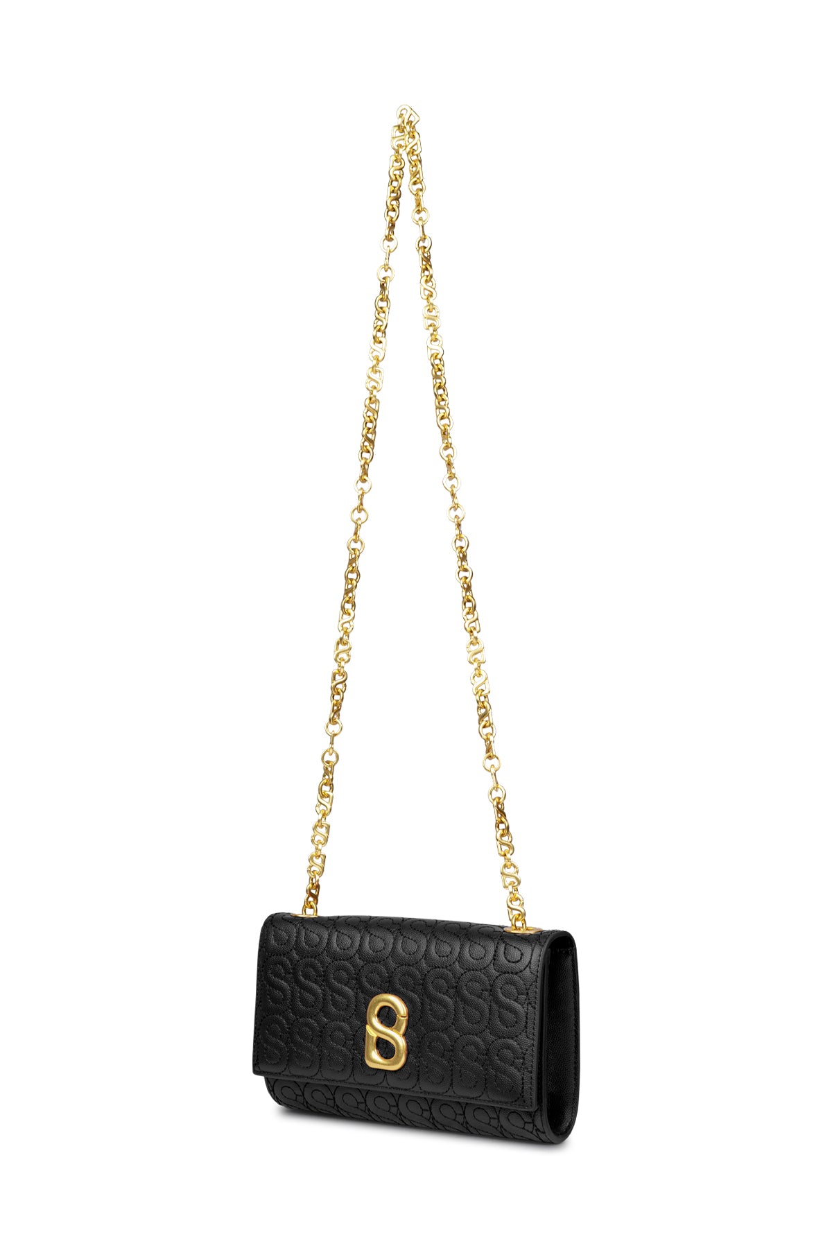 Luna Leather Wallet on Chain - Black