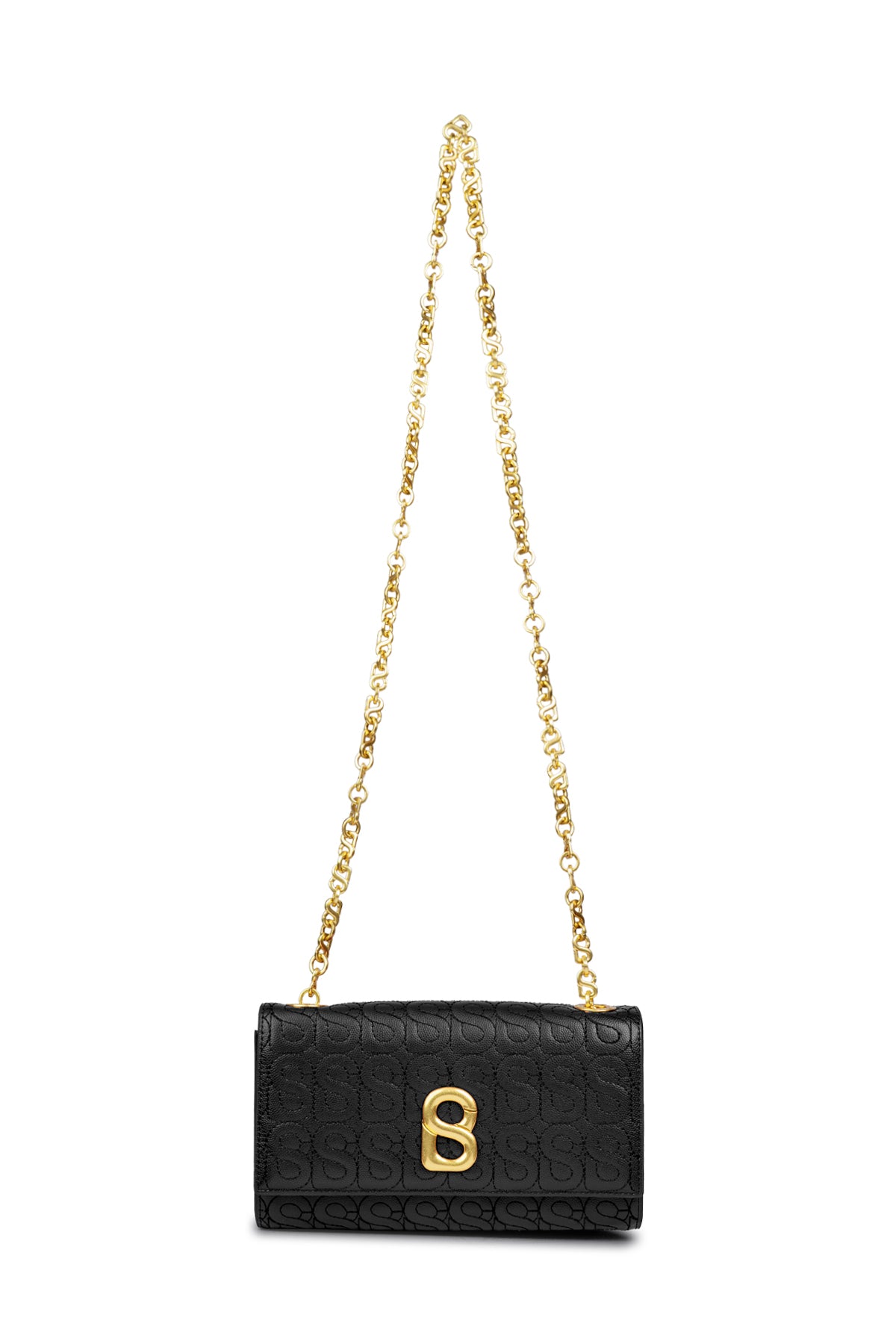 Luna Leather Wallet on Chain - Black