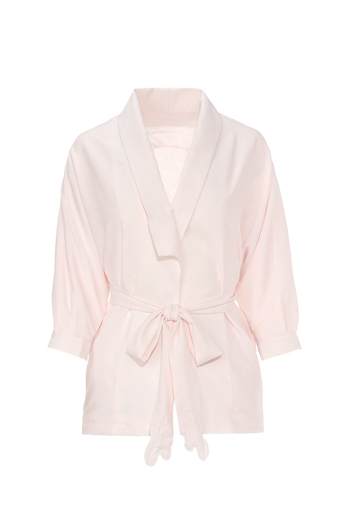 Buttonscarves X Jovian Paradiso Prue Wrap Cardigan In Marshmallow Pink