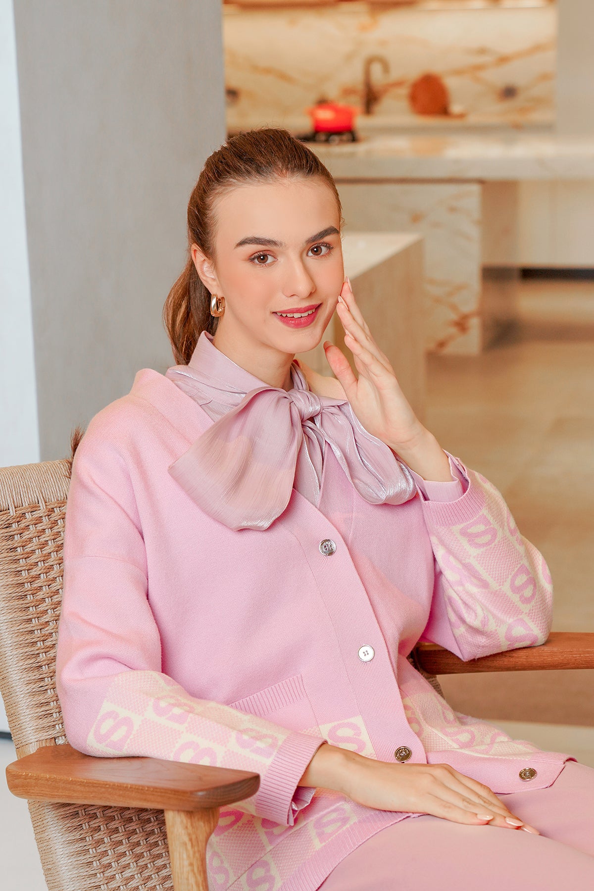 Pink plaid cardigan outlet