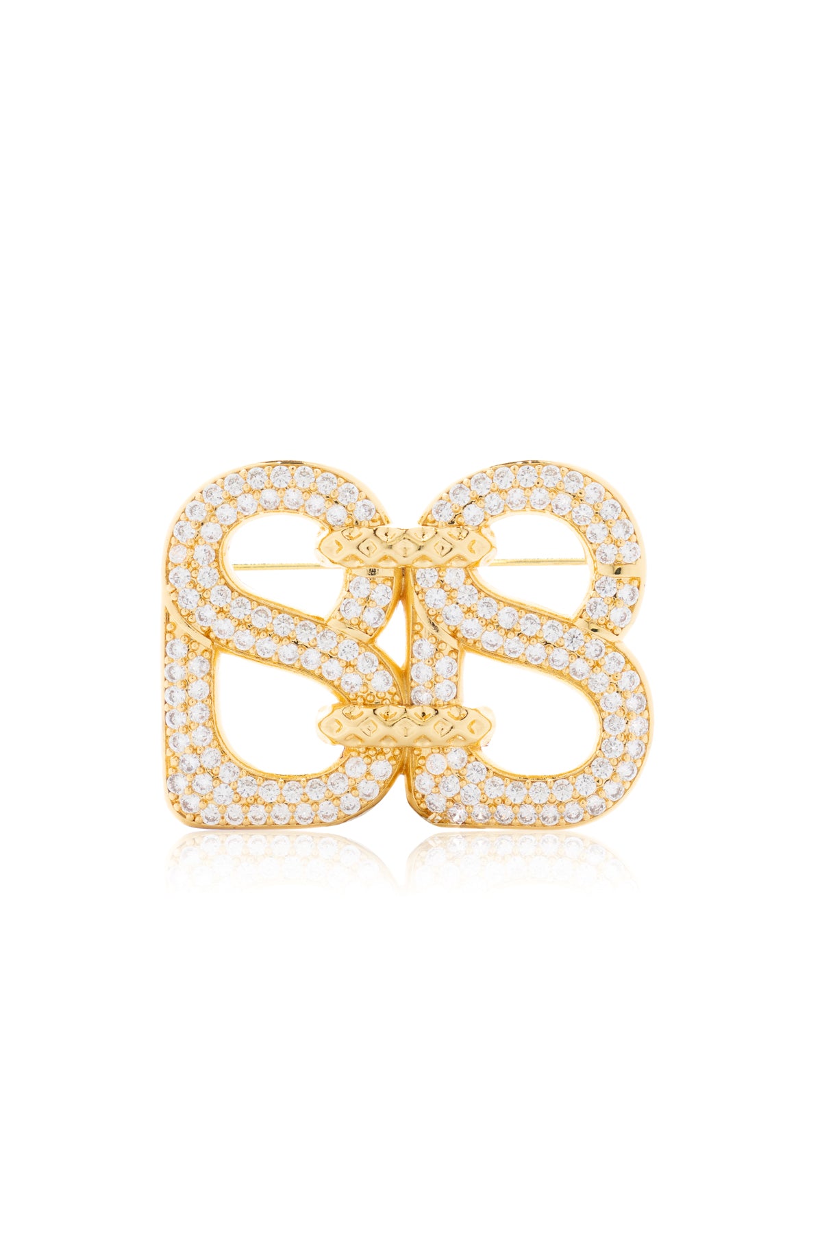 Deux Crystal Brooch - Gold