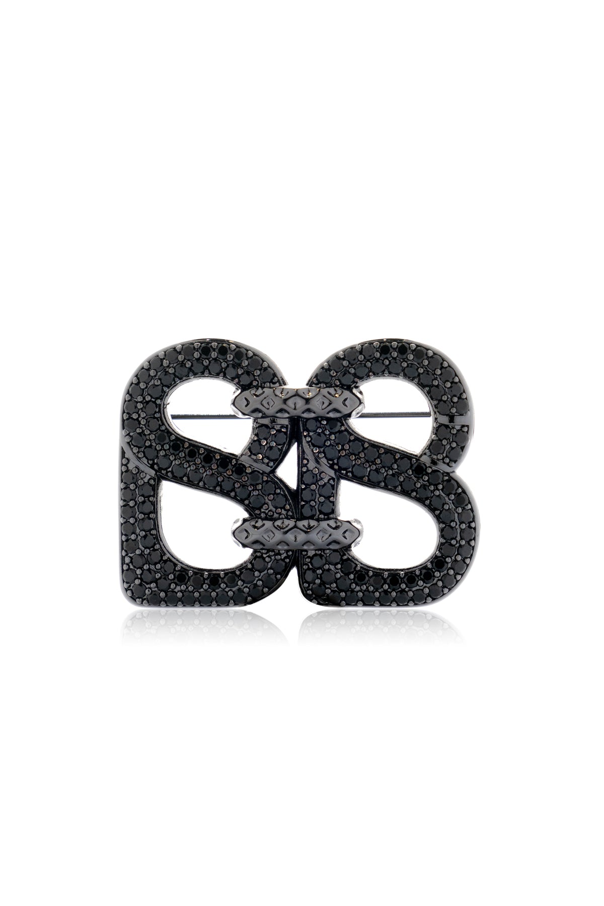 Deux Crystal Brooch - Hematite