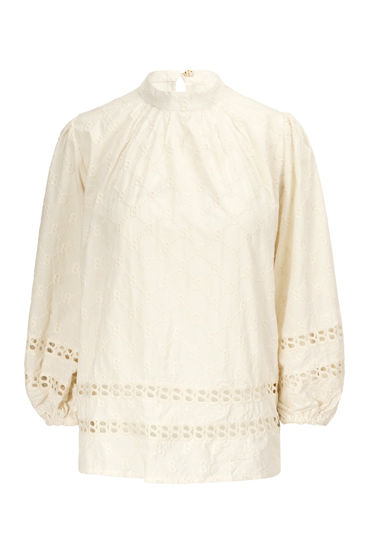 Monogram Beverly Pleated Blouse - Cream