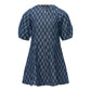 Monogram Denim Puff Dress - Navy