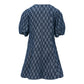 Monogram Denim Puff Dress - Navy