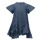 Monogram Denim Ruffle Dress - Navy