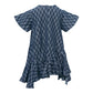 Monogram Denim Ruffle Dress - Navy