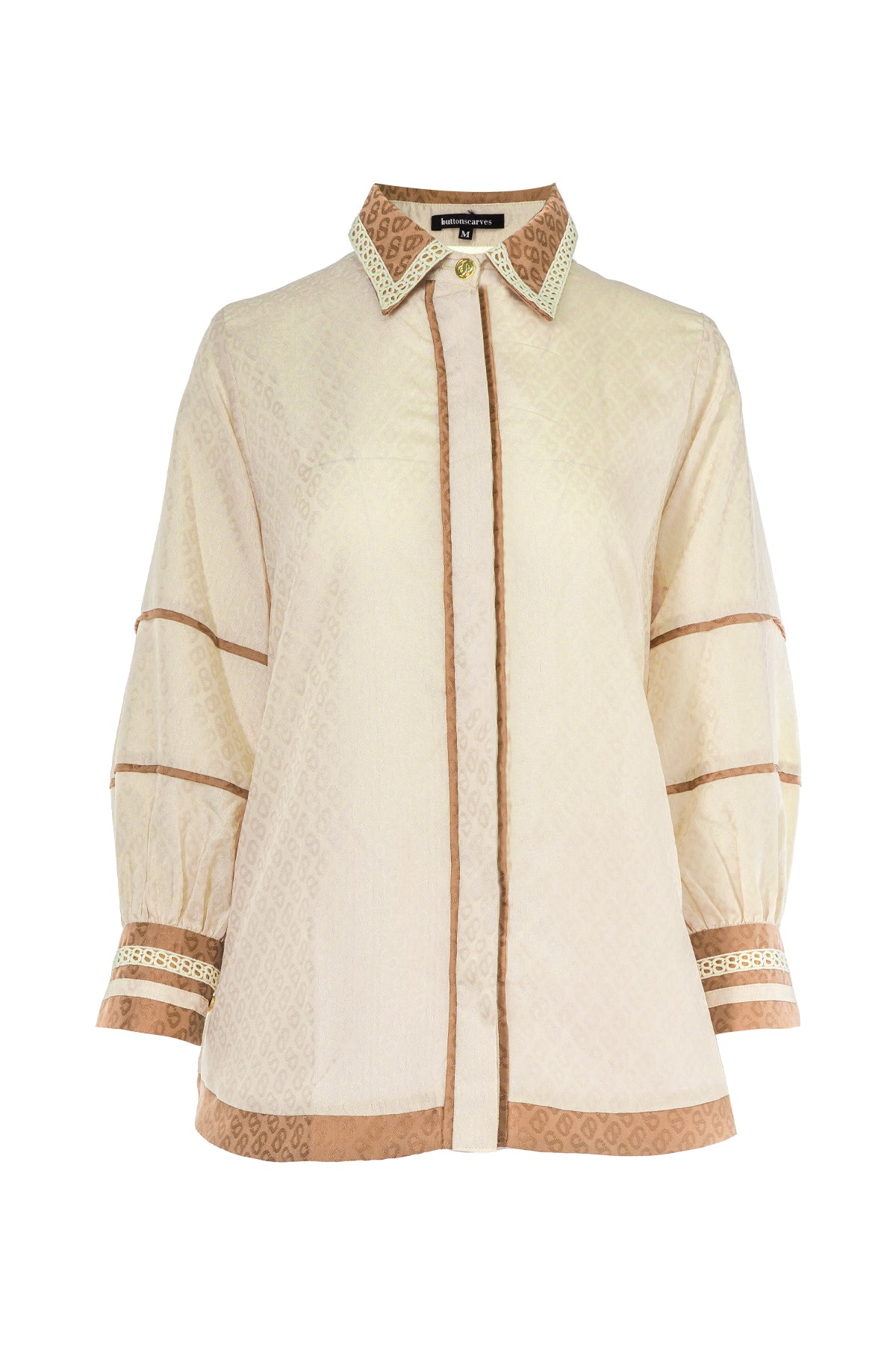 Monogram Emboss Embroidery Shirt - Beige