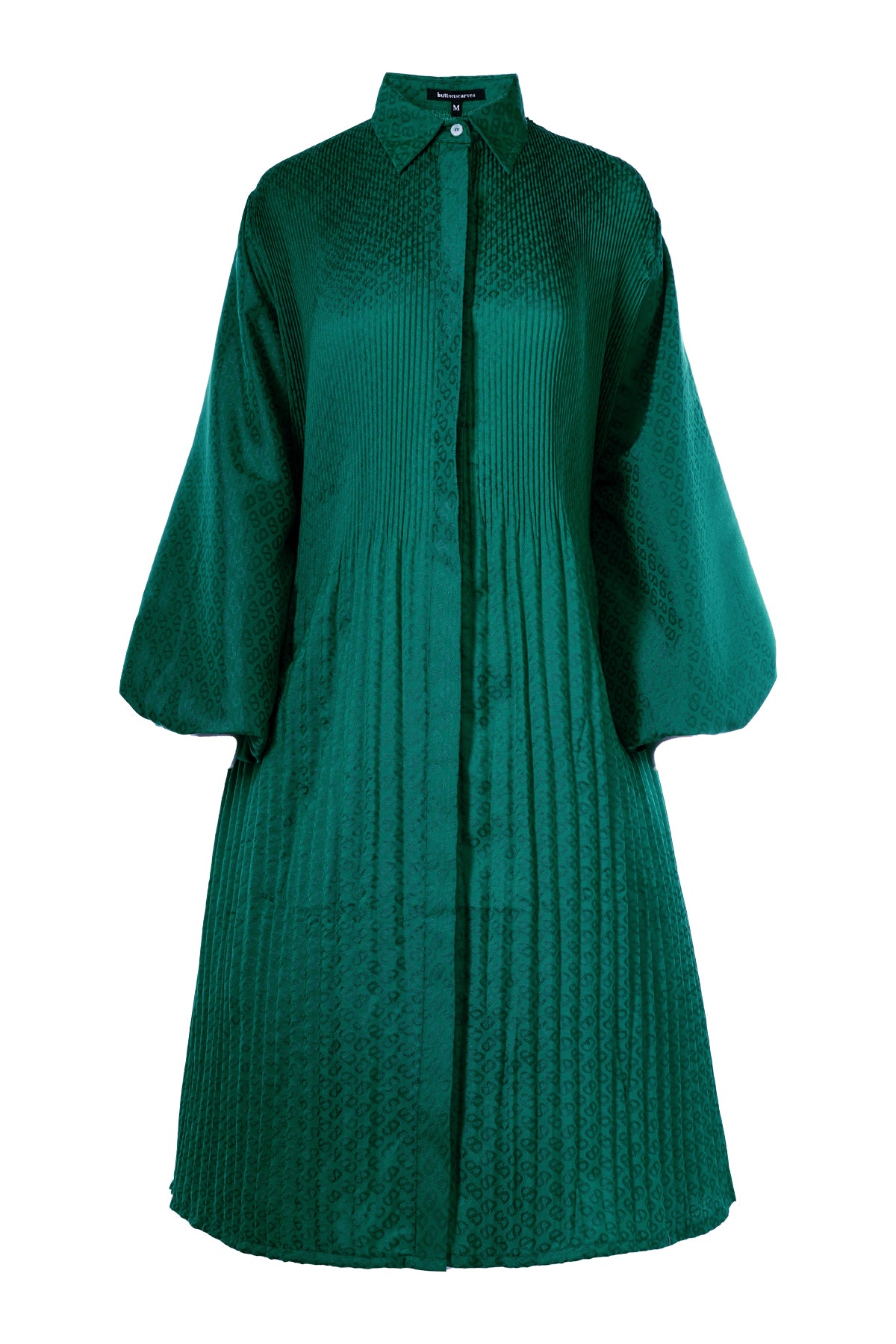 Monogram Emboss Pleated Shirt - Green