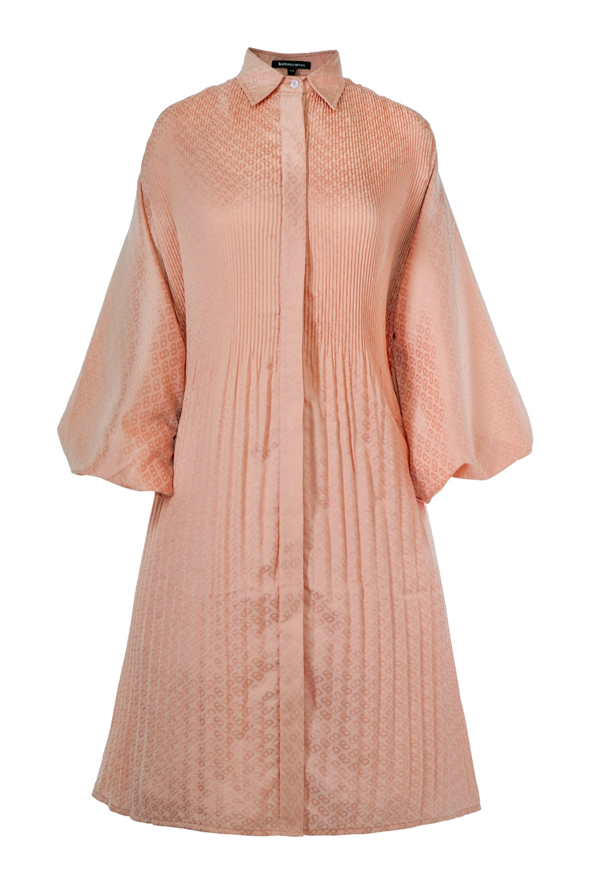 Monogram Emboss Pleated Shirt - Peach