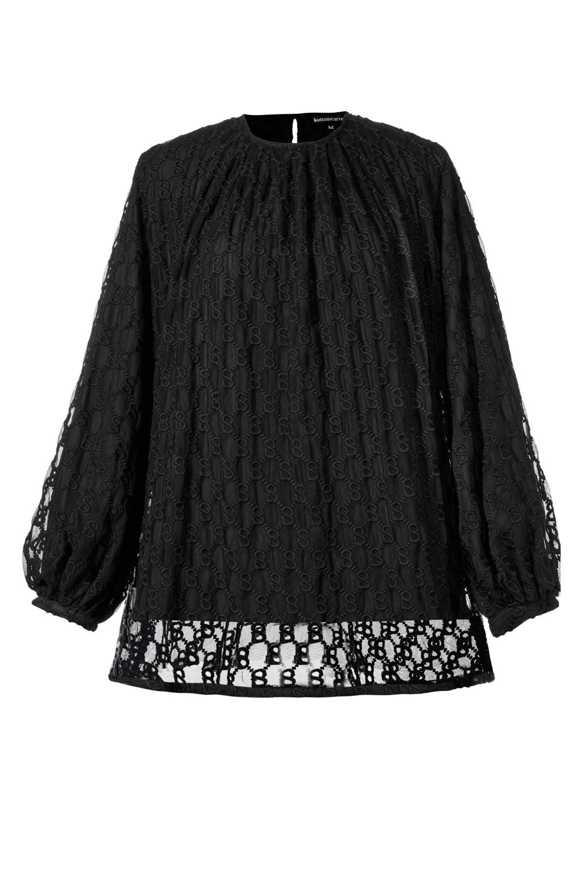 Monogram Embroidery Blouse - Black – Buttonscarves