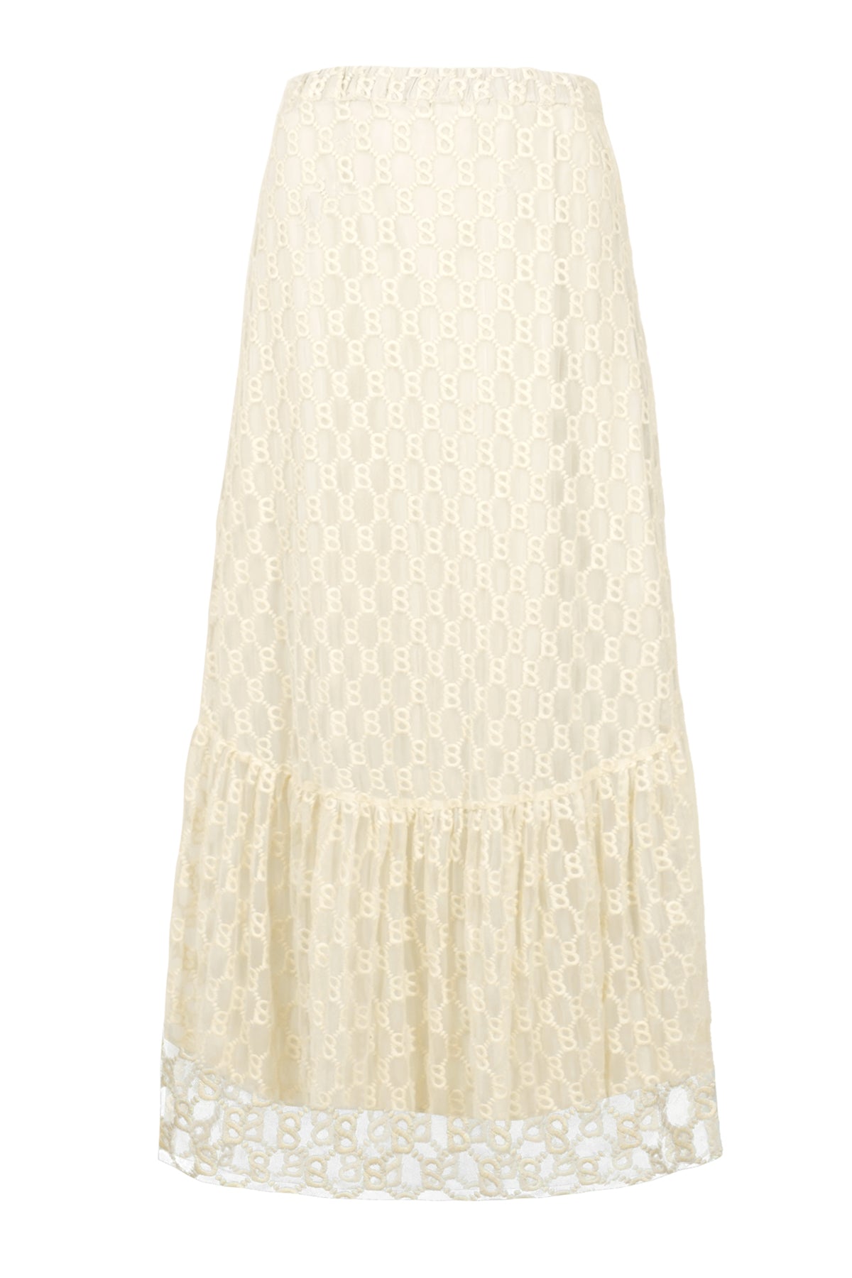 Monogram Embroidery Skirt - Cream