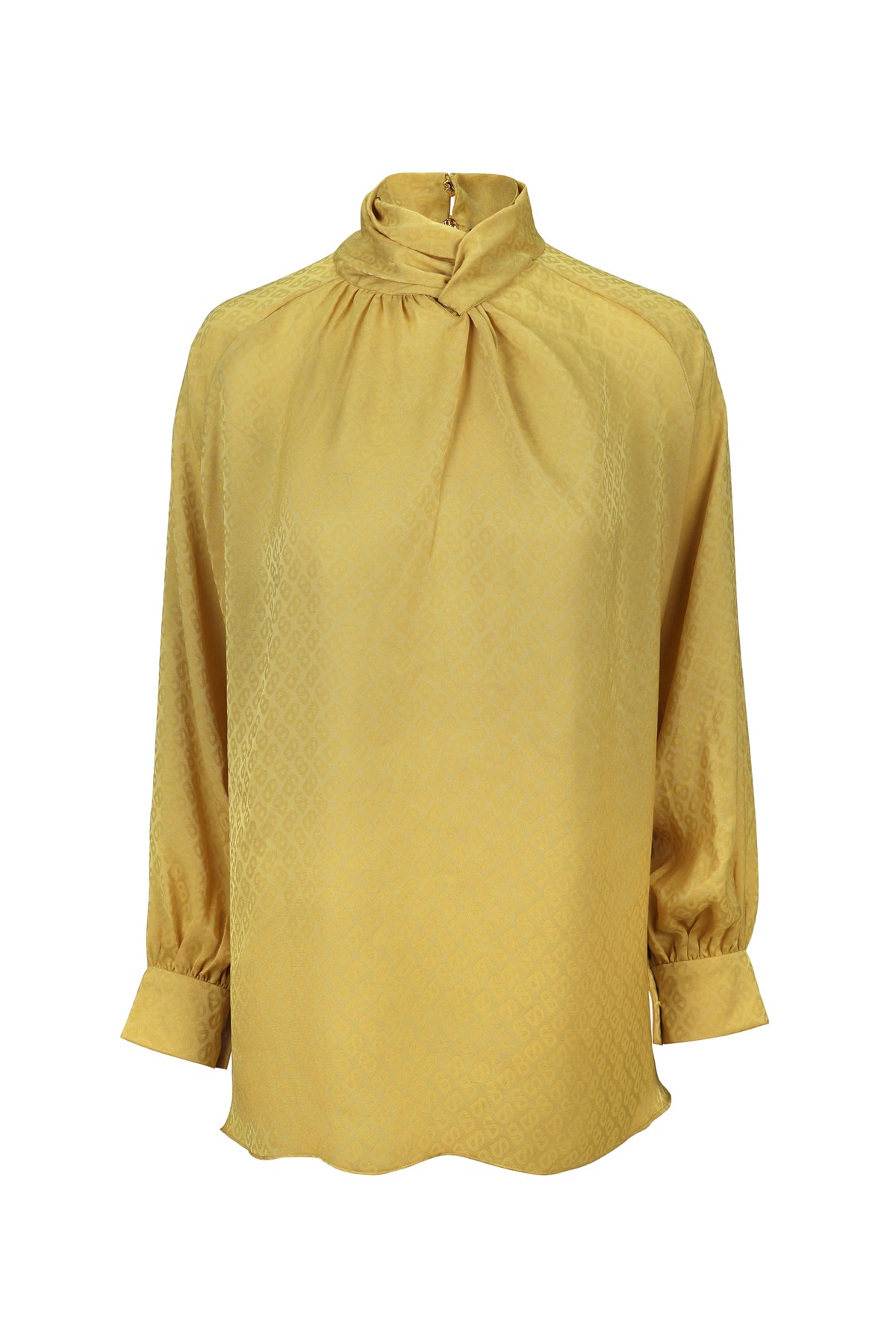 Monogram Satin Drapery Blouse - Gold