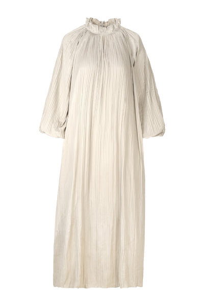 Pleated Long Dress - Beige – Buttonscarves