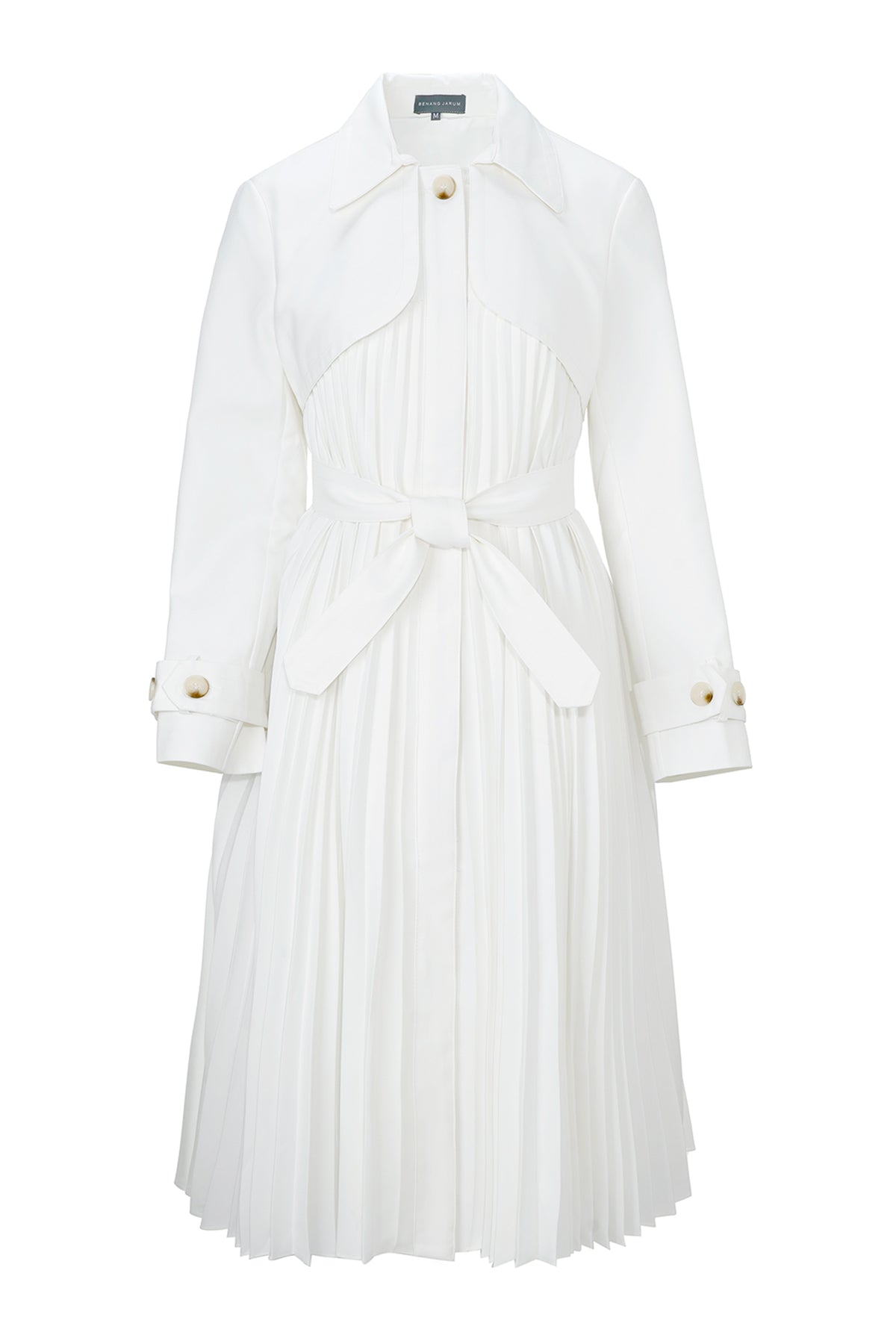 Rena Pleated Coat - Broken White – Buttonscarves