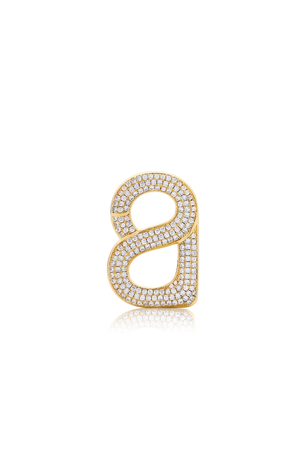 Signature Crystal Ring Brooch - Gold