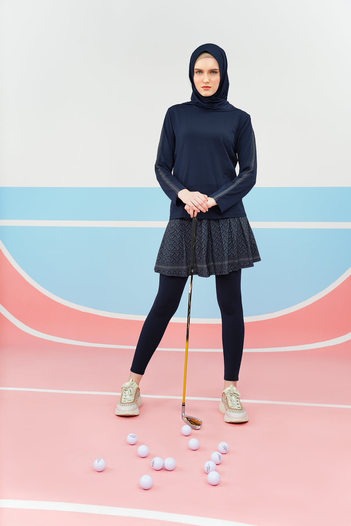 Athleisure Skirted Legging - Navy