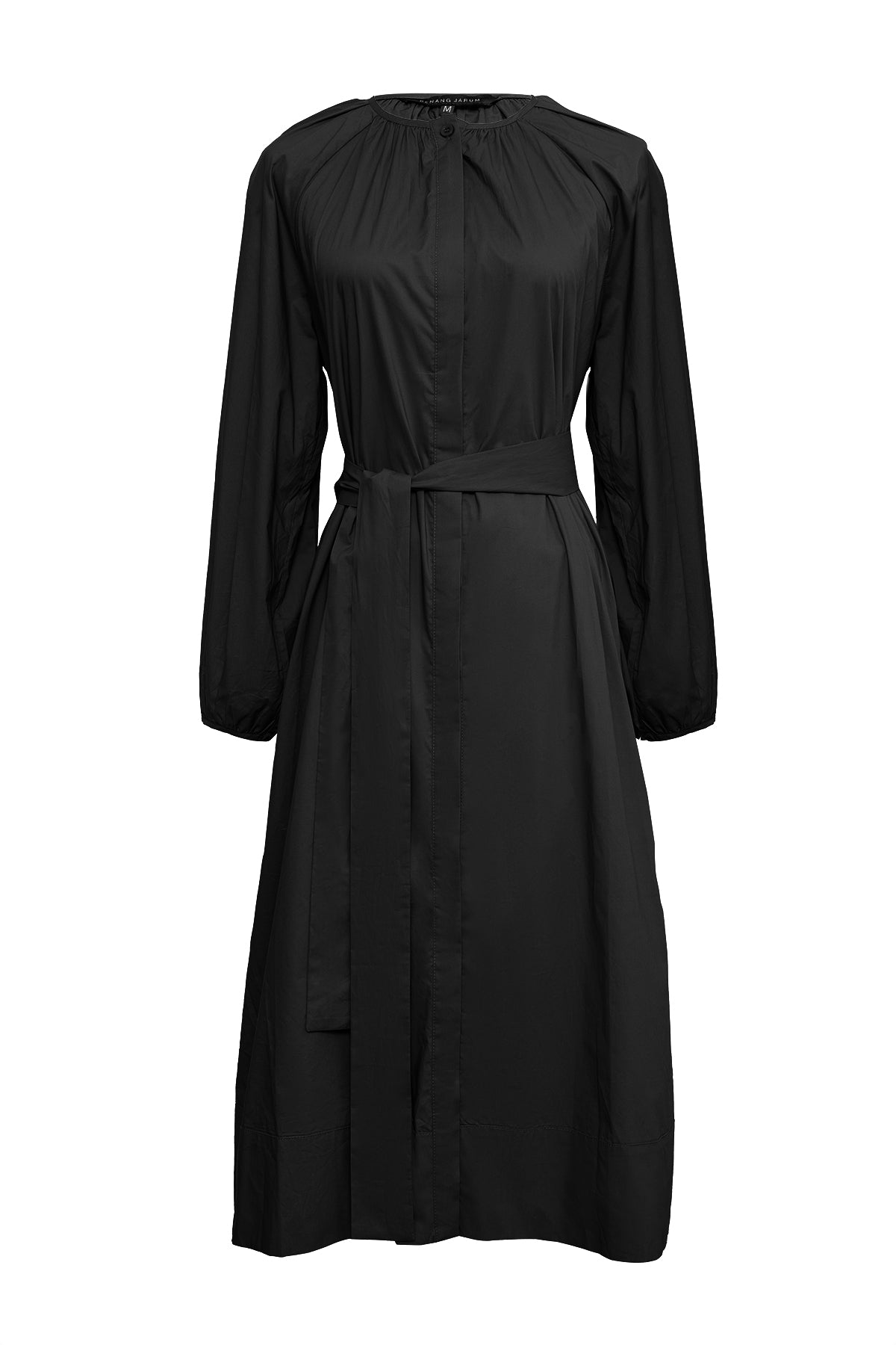 Poplin Midi Dress - Black – Buttonscarves