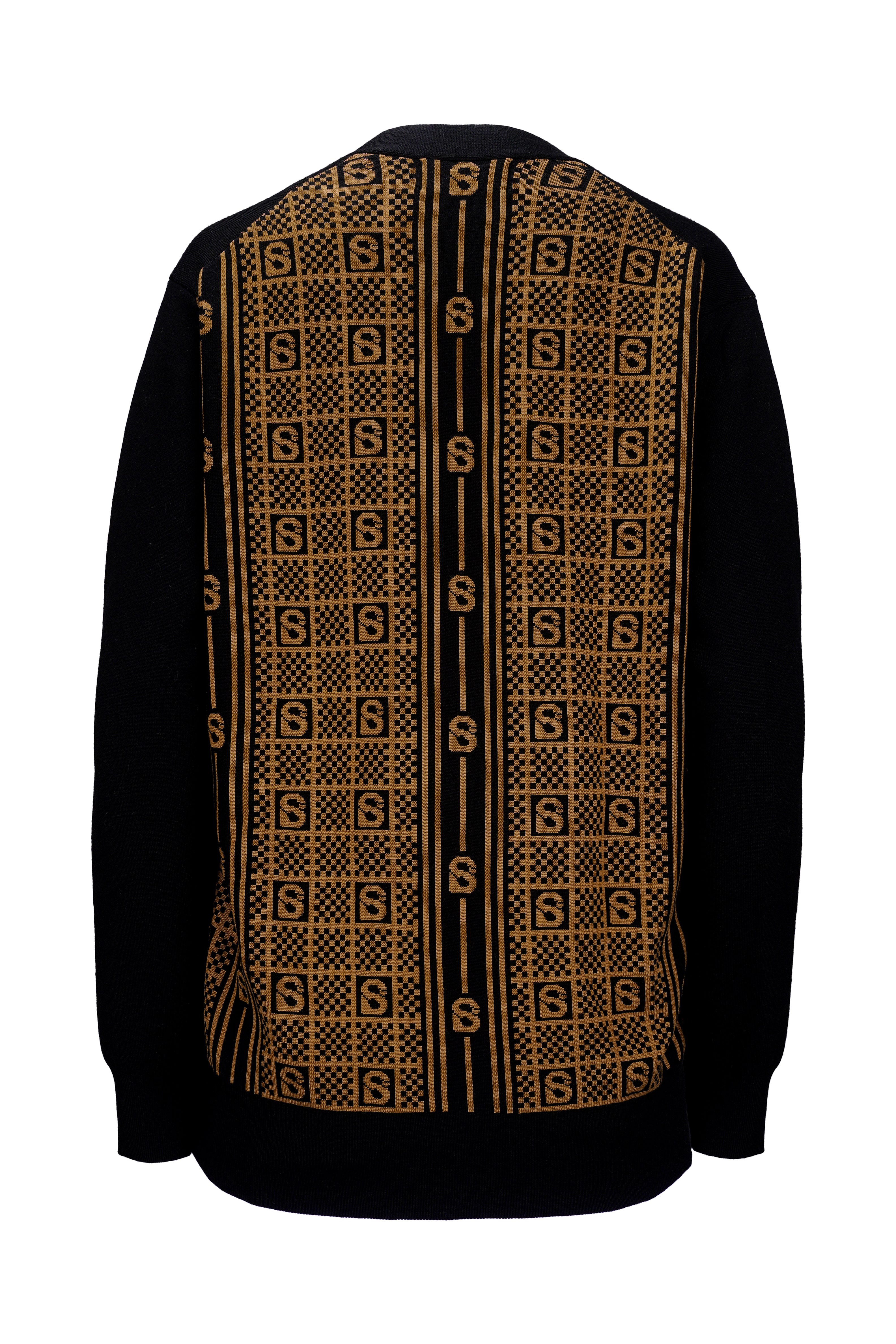 Plaid Wool Cardigan - Black