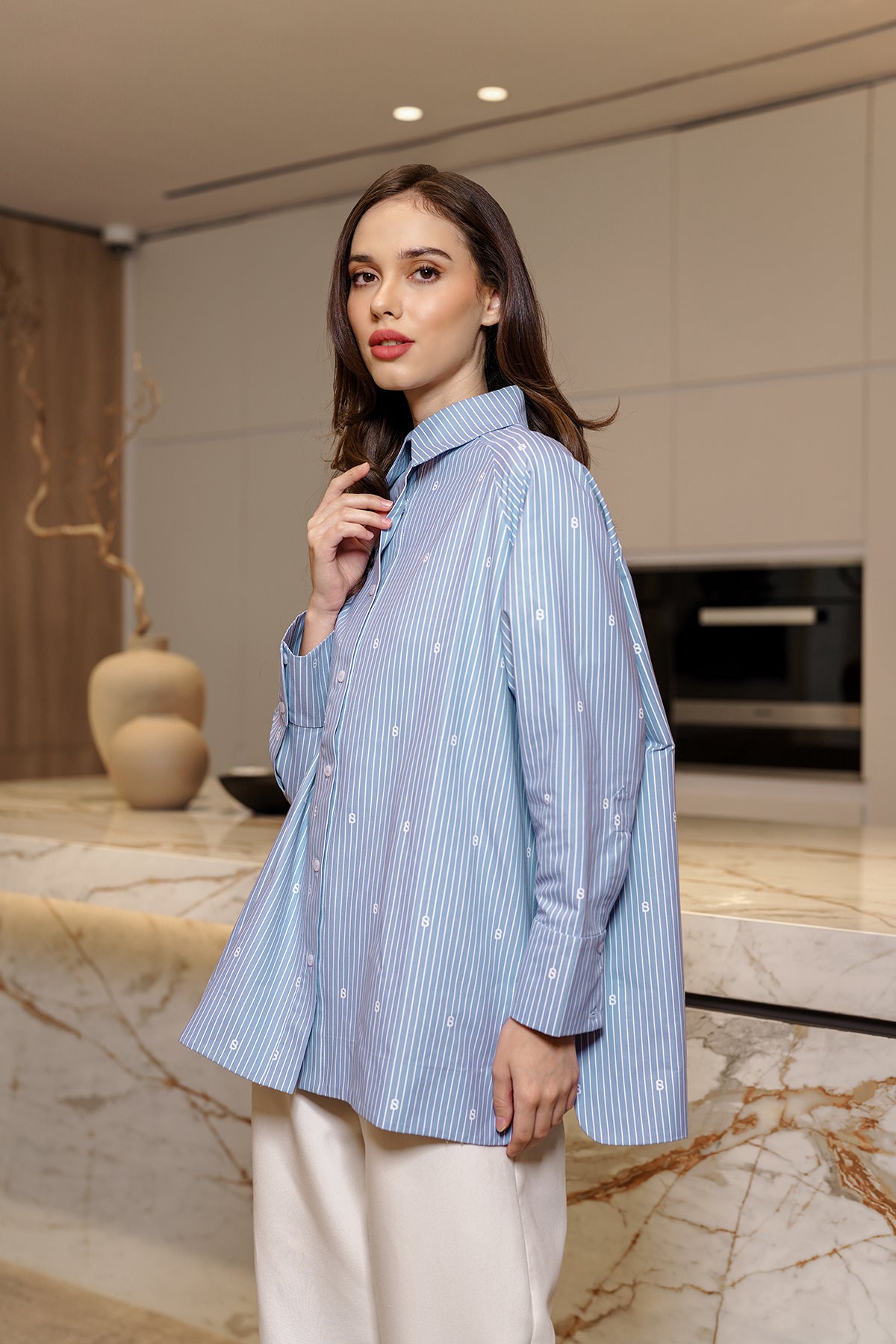 Ligna Boxy Woman Shirt - Blue