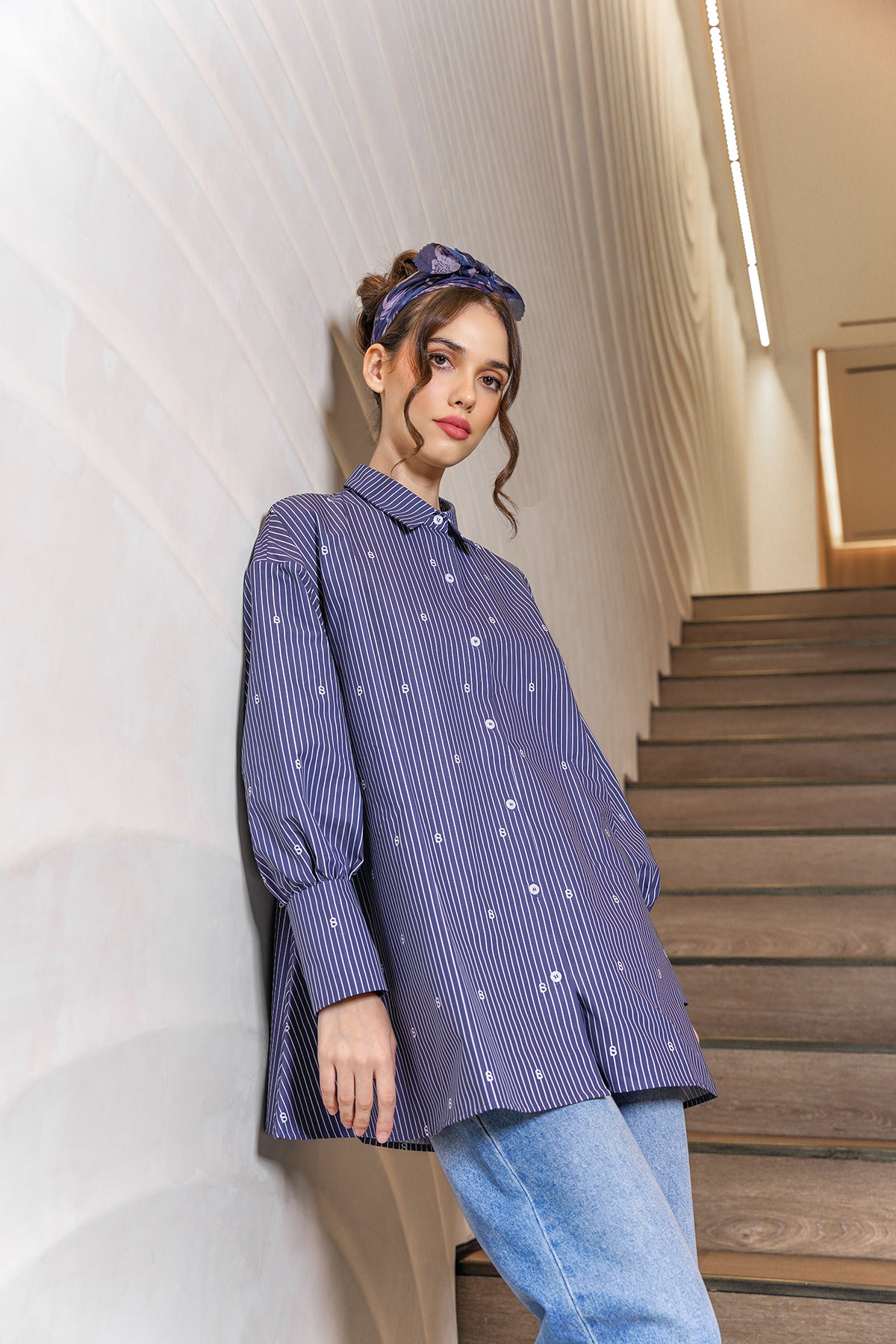 Ligna Loose Woman Shirt - Navy