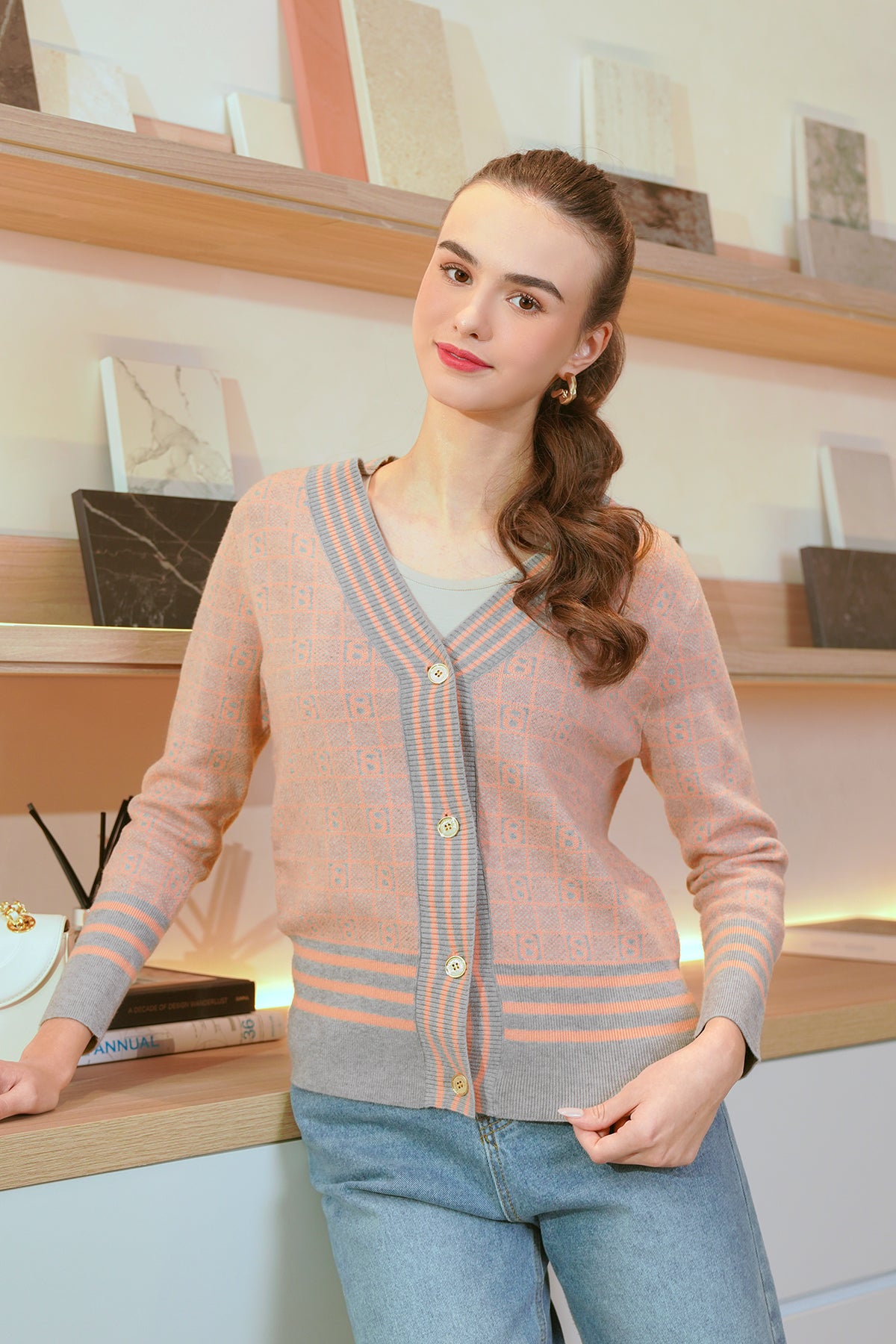 Peach cardigan shop