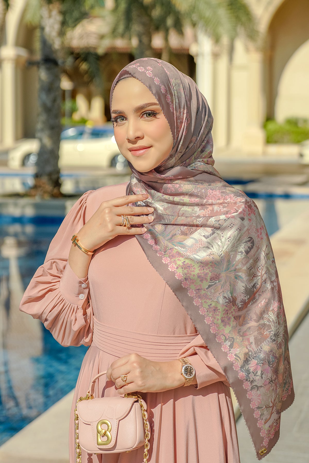 Al Qasr Satin Shawl - Coffee