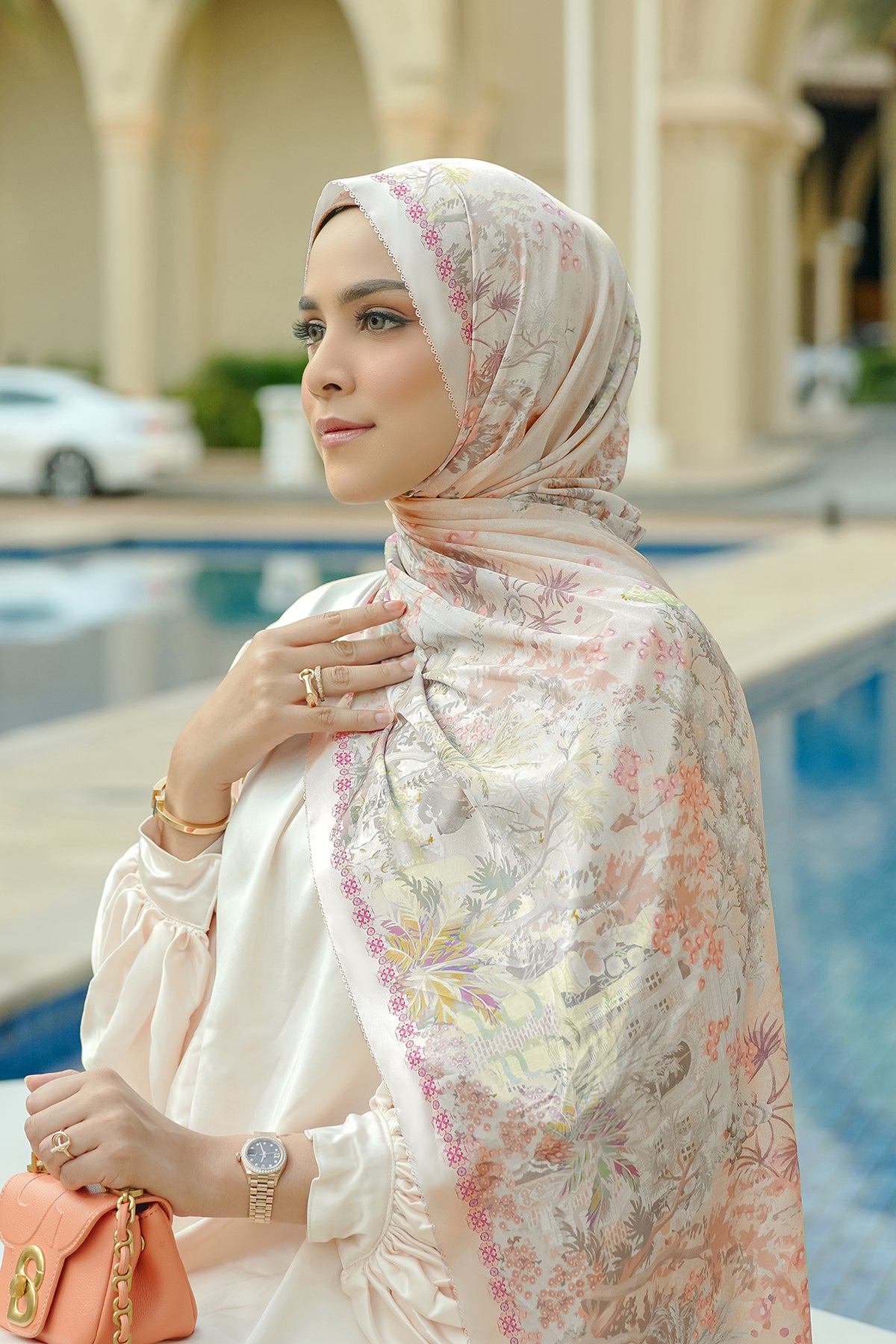 Al Qasr Satin Shawl - Herbs