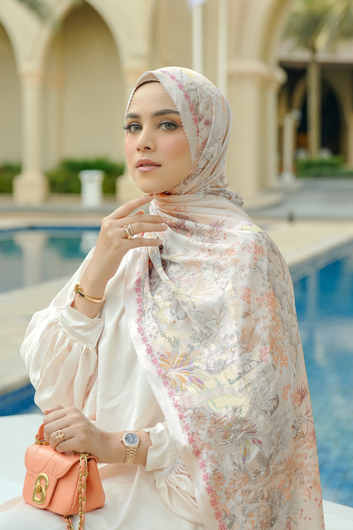 Al Qasr Satin Shawl - Herbs