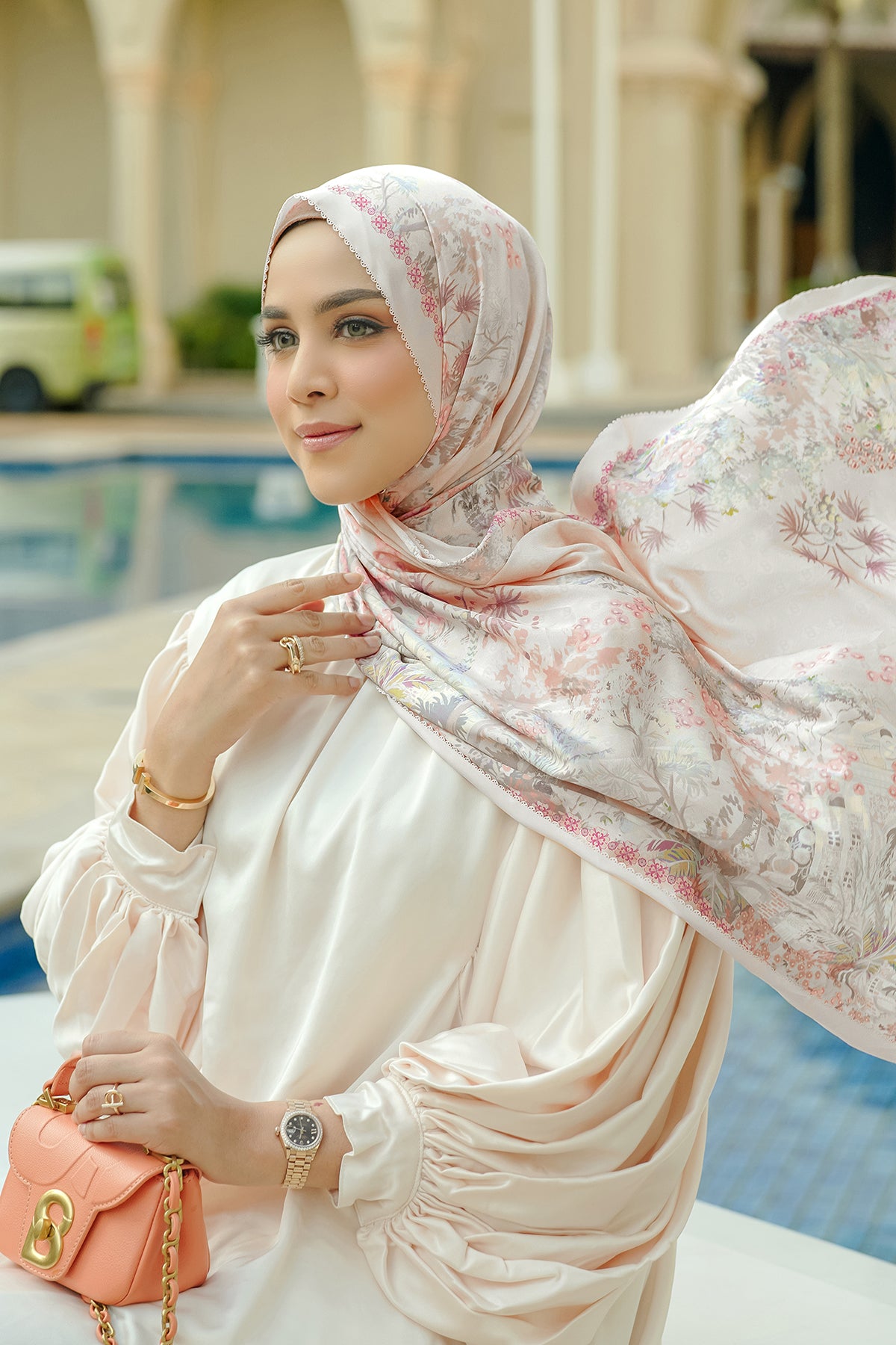 Al Qasr Satin Shawl - Herbs