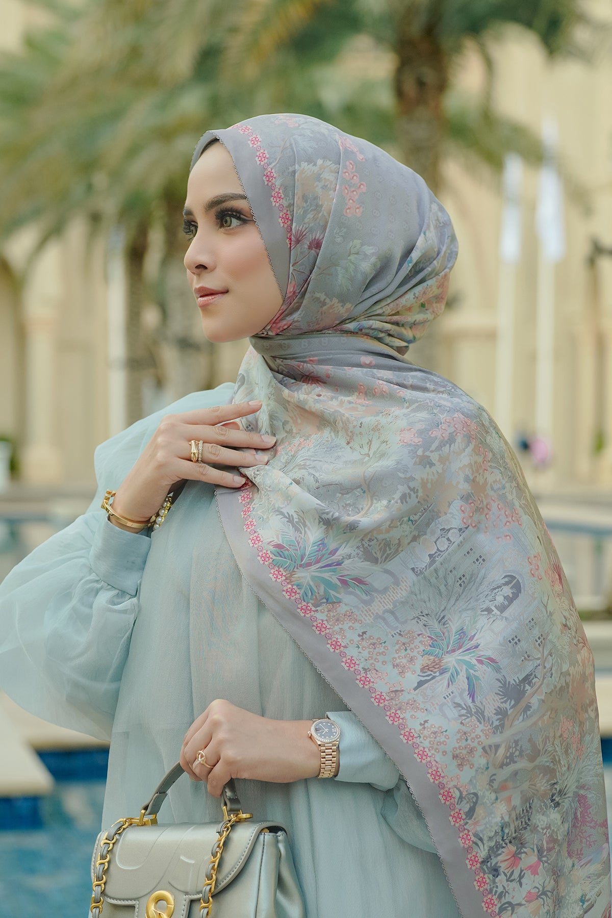 Al Qasr Satin Shawl - Terrazzo