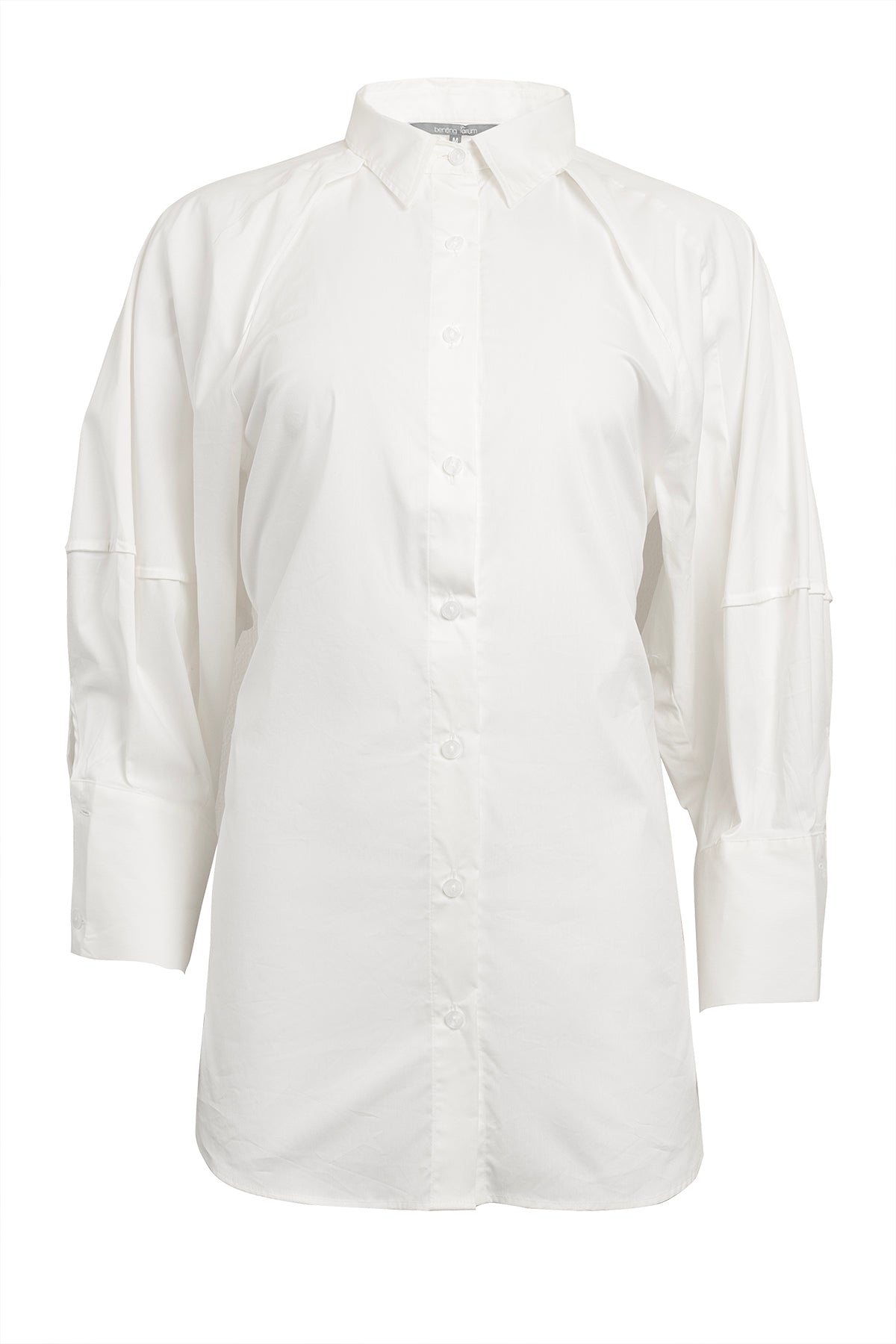 Cotton Shirt with Statement Sleeve - Broken White – Buttonscarves