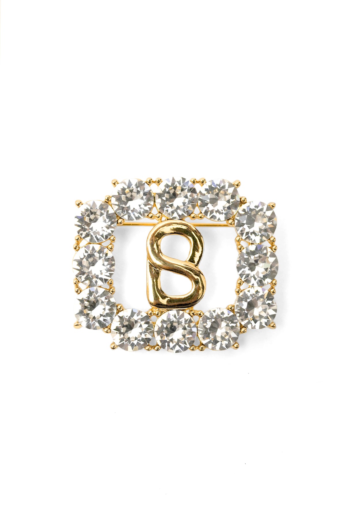 Signature Rectangle Crystal Brooch - Gold