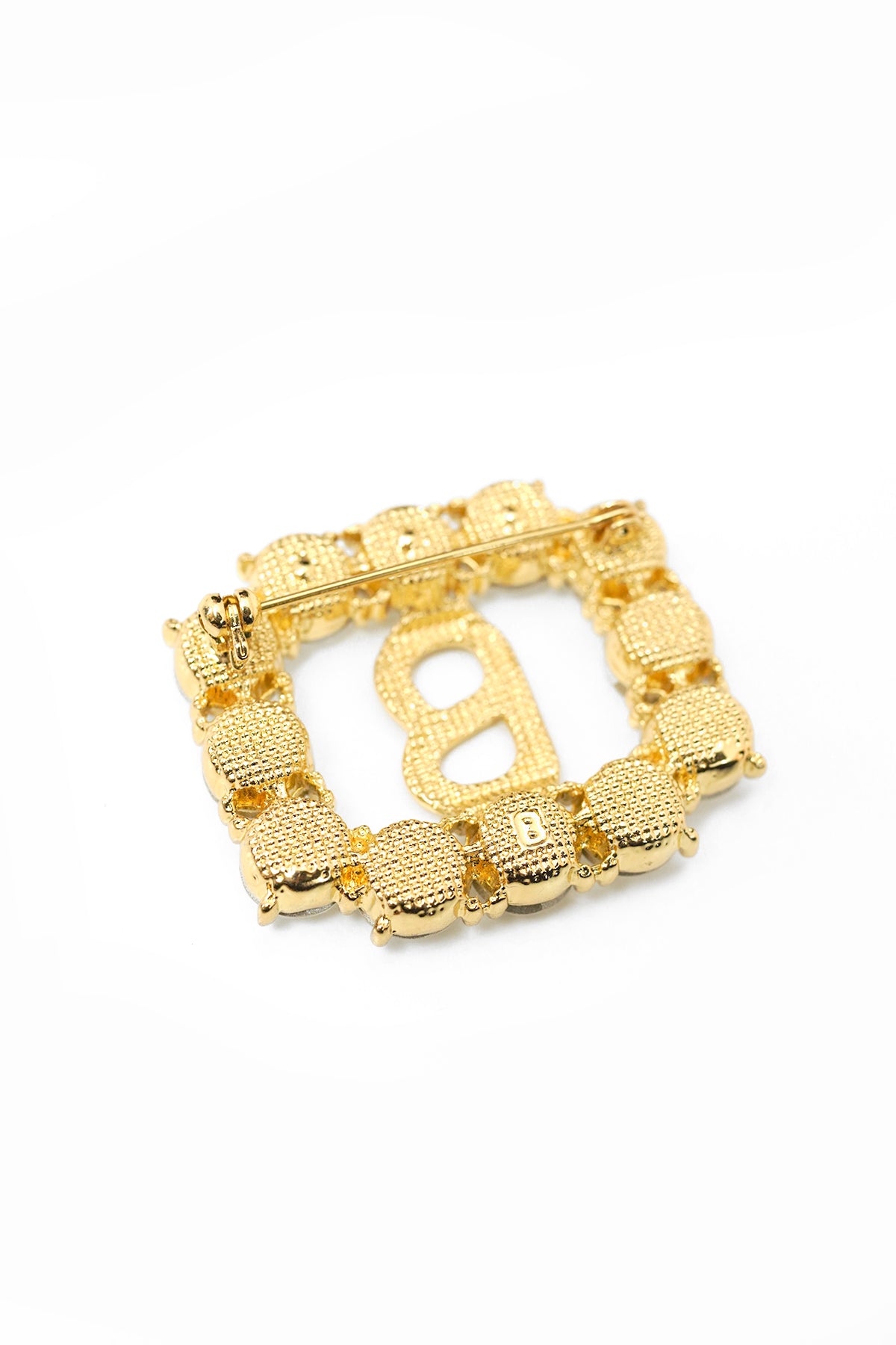 Signature Rectangle Crystal Brooch - Gold